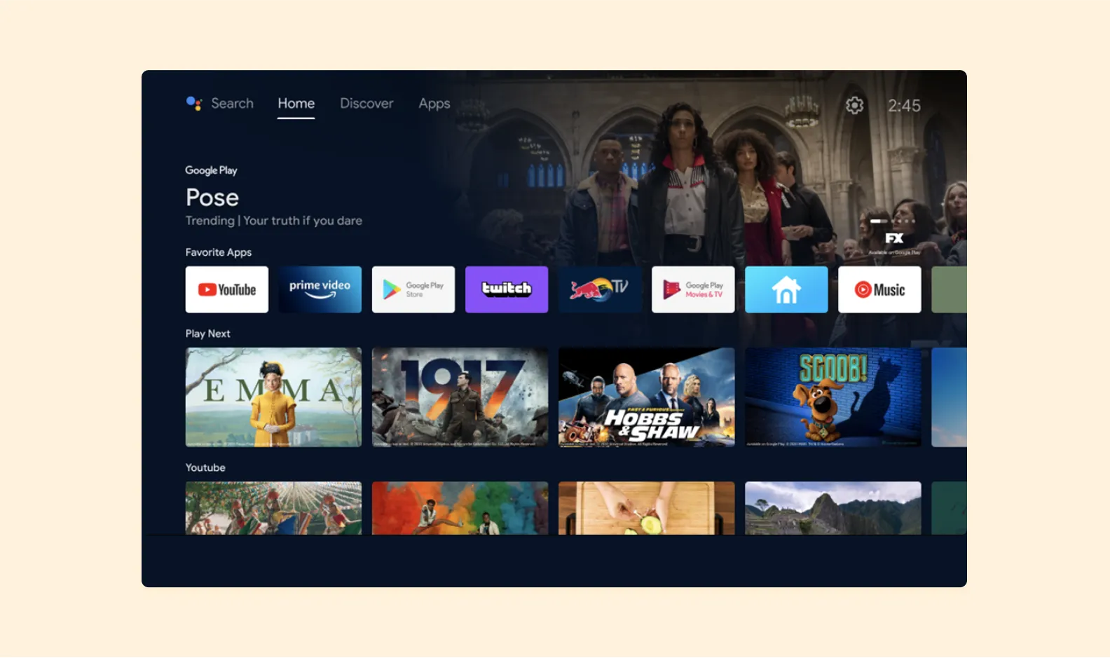 Android TV home page screenshot