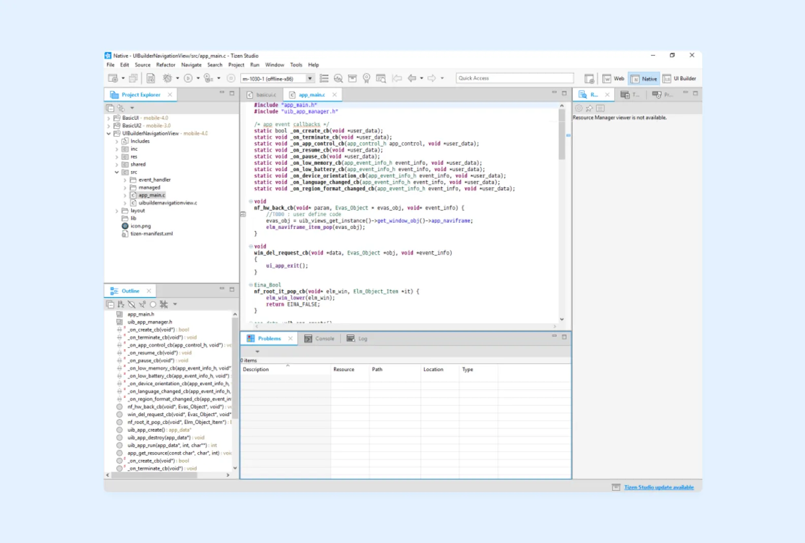 Tizen Studio development environment