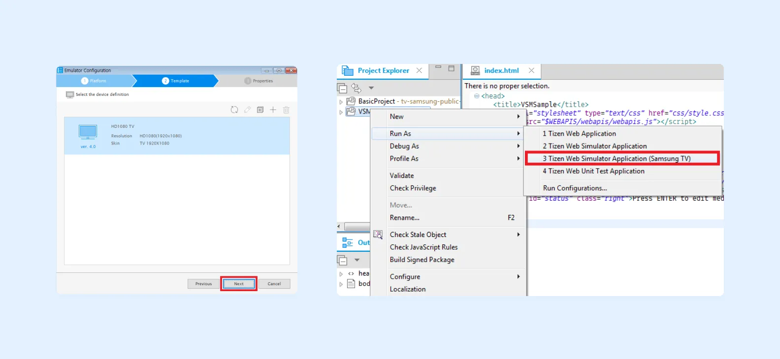 Tizen TV Emulator and TV simulator screenshots