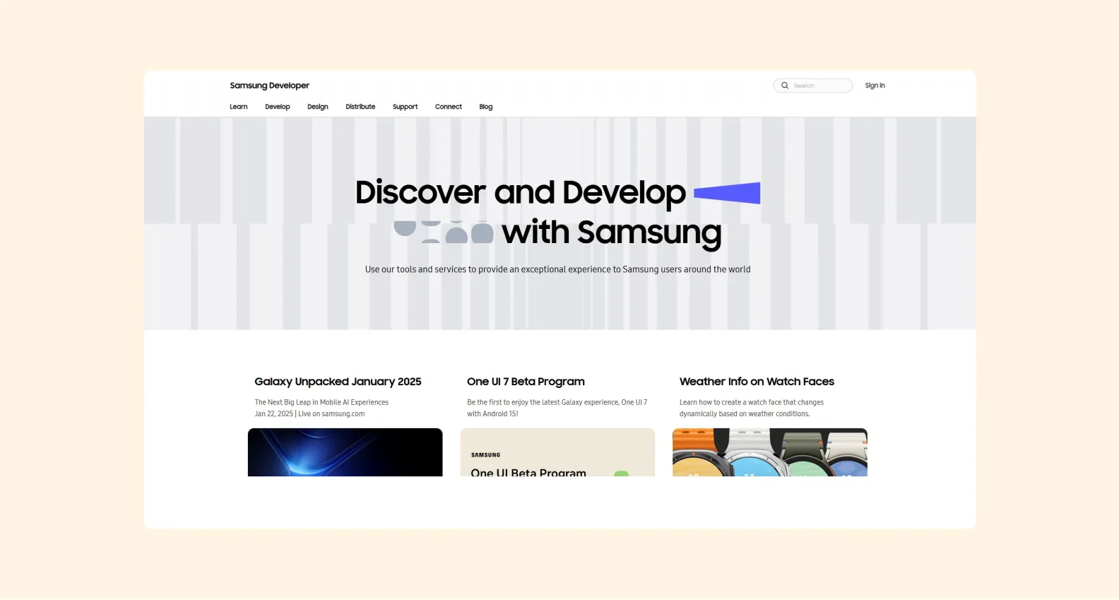 Samsung portal starting page screenshot