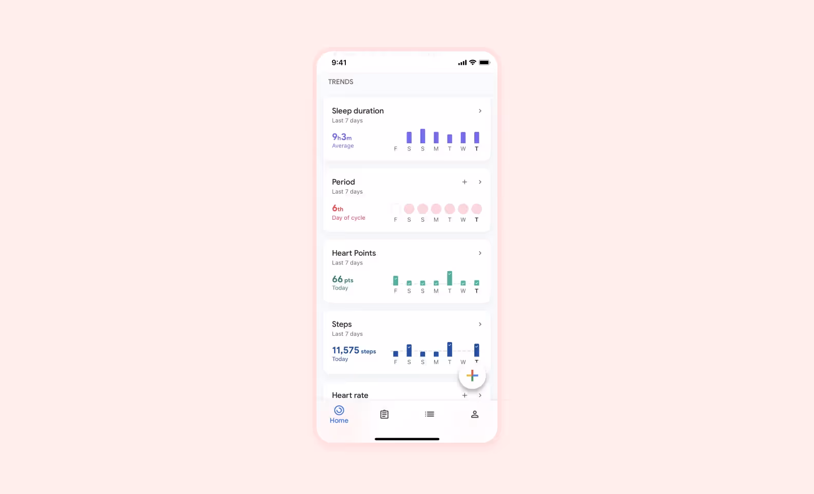 health tracking app screen