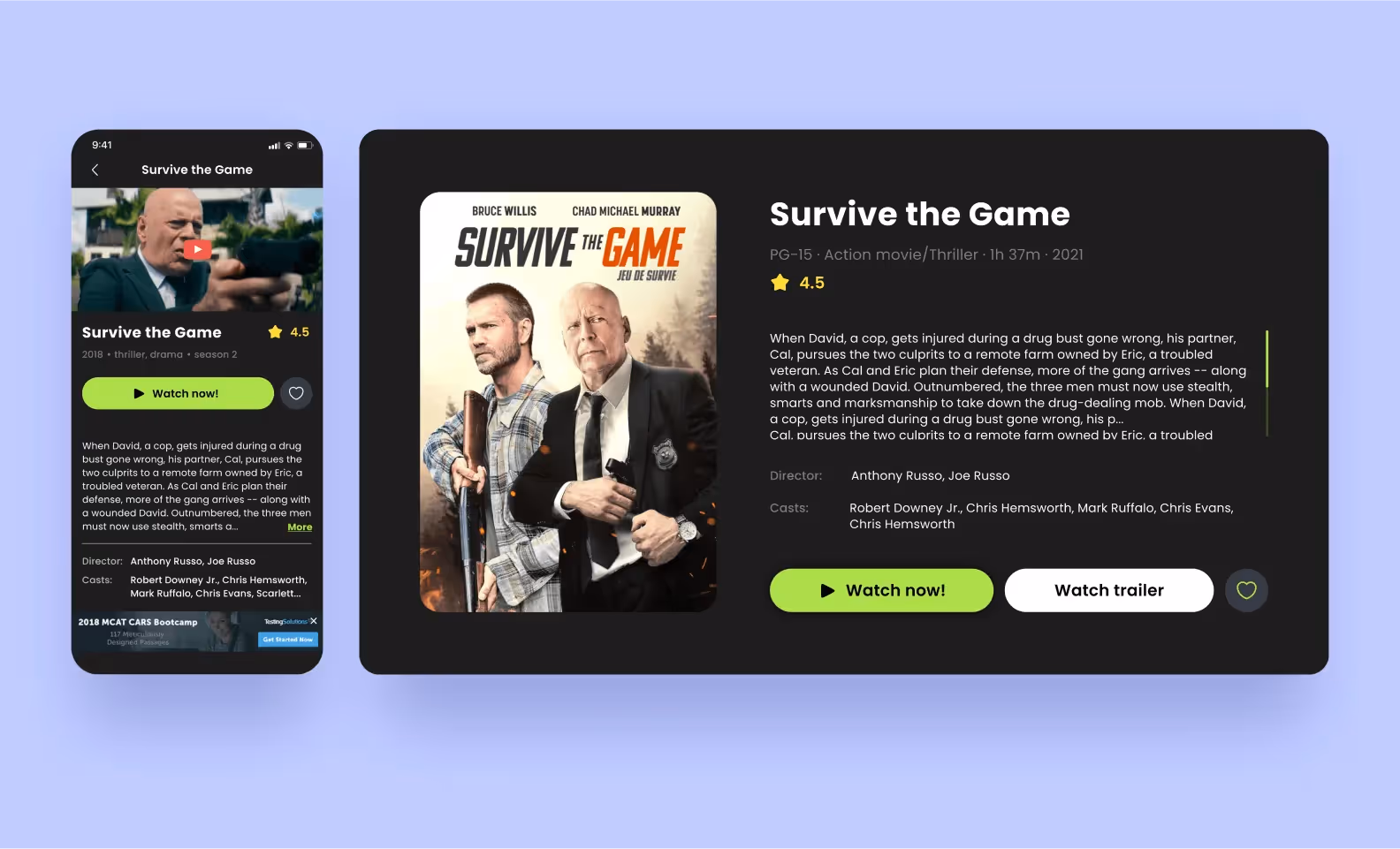 Screenshots of a custom IPTV app