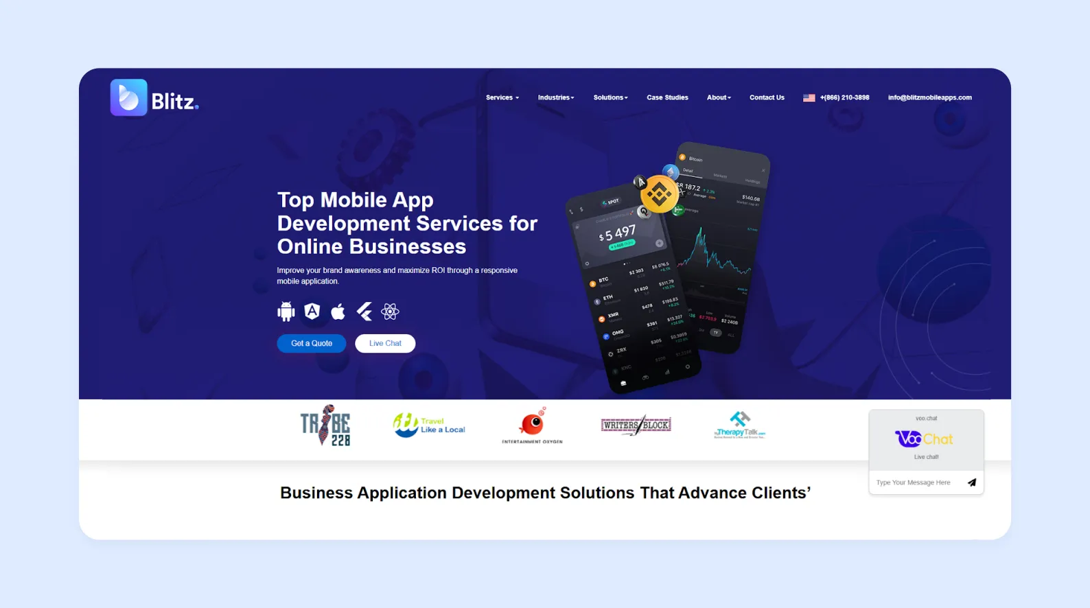 Blitz Mobile Apps main page