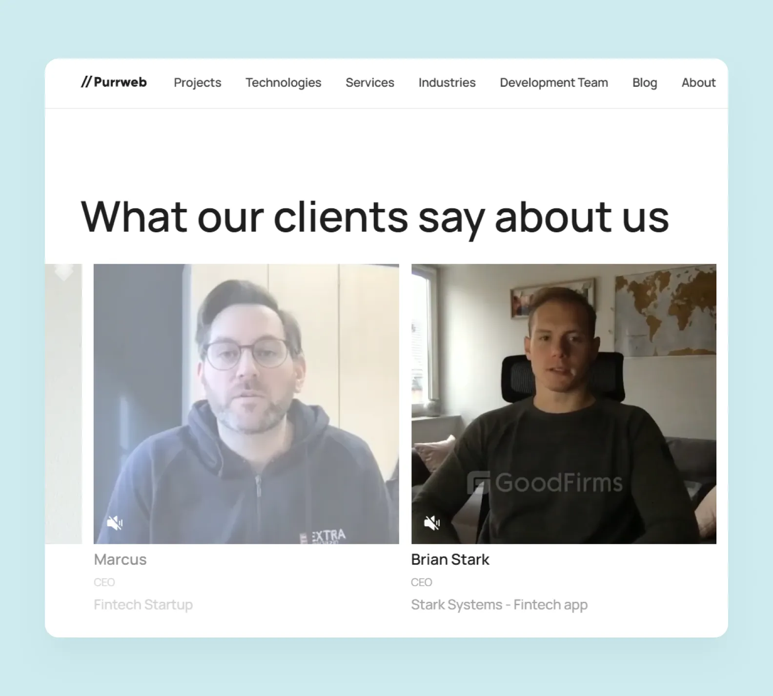 Purrweb reviews section