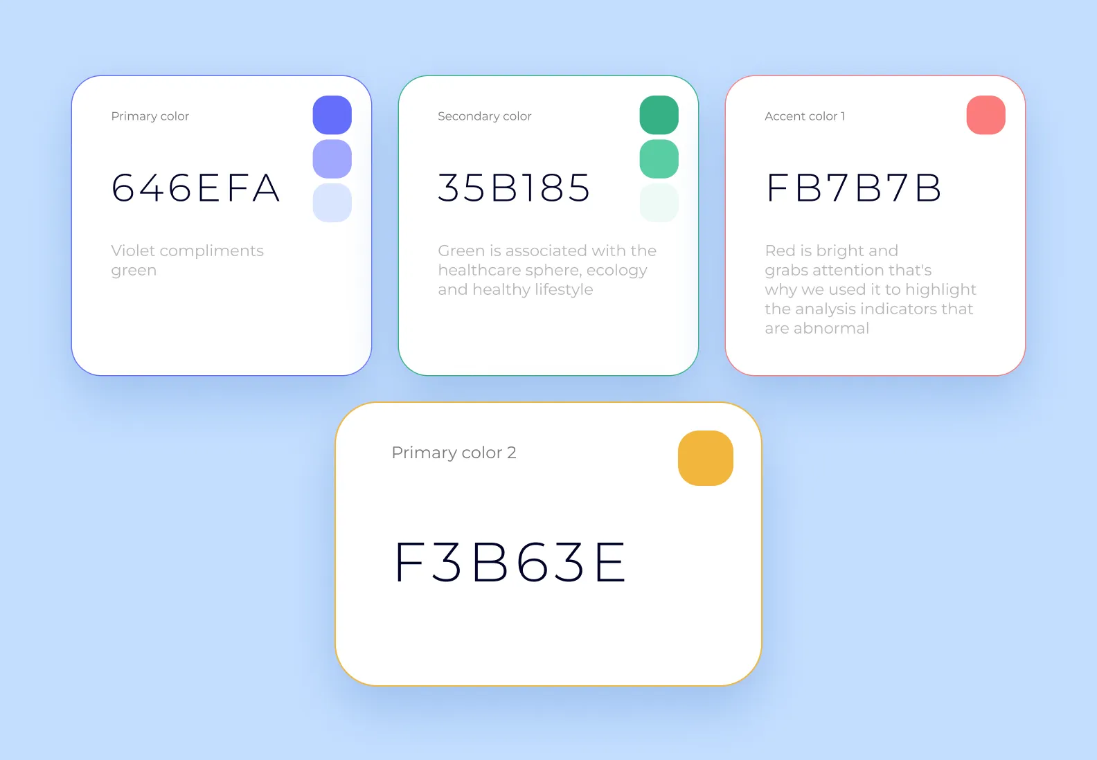 color scheme of a health app