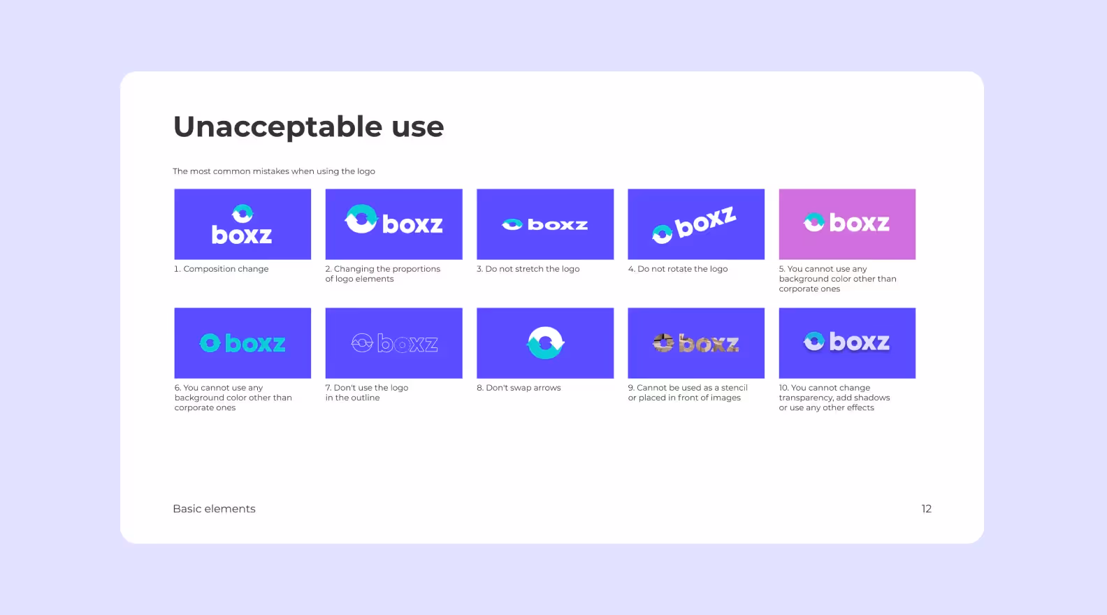 Пример страницы из гайдбука с некорректным использованием лого