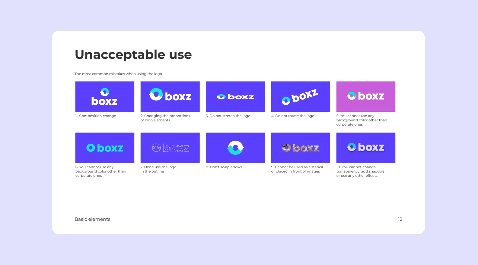 Пример страницы из гайдбука с некорректным использованием лого