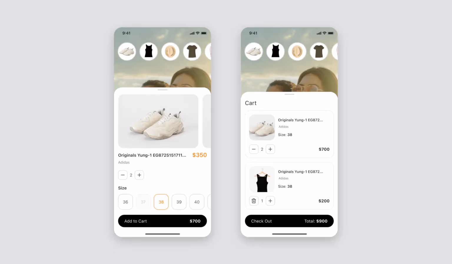экраны мобильного приложения Eyebuy, разработанного Purrweb