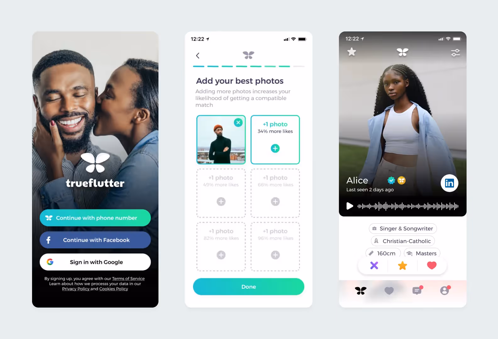 Trueflutter app before the redesign