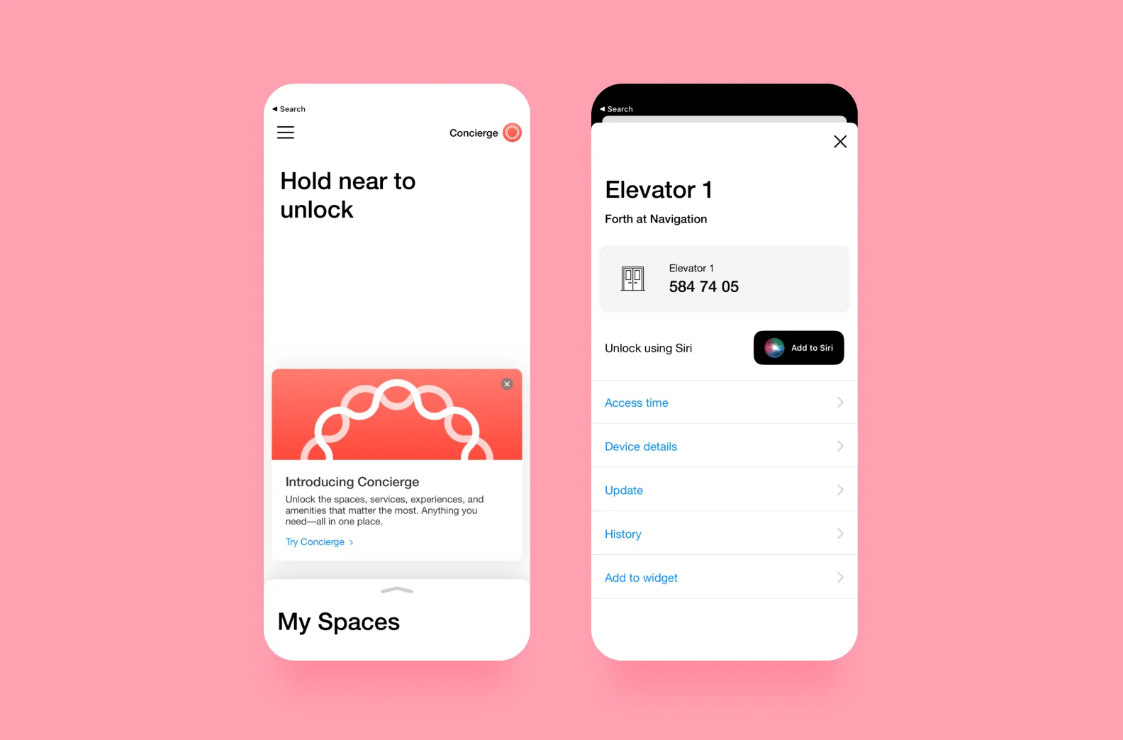 main screens of the Latch app