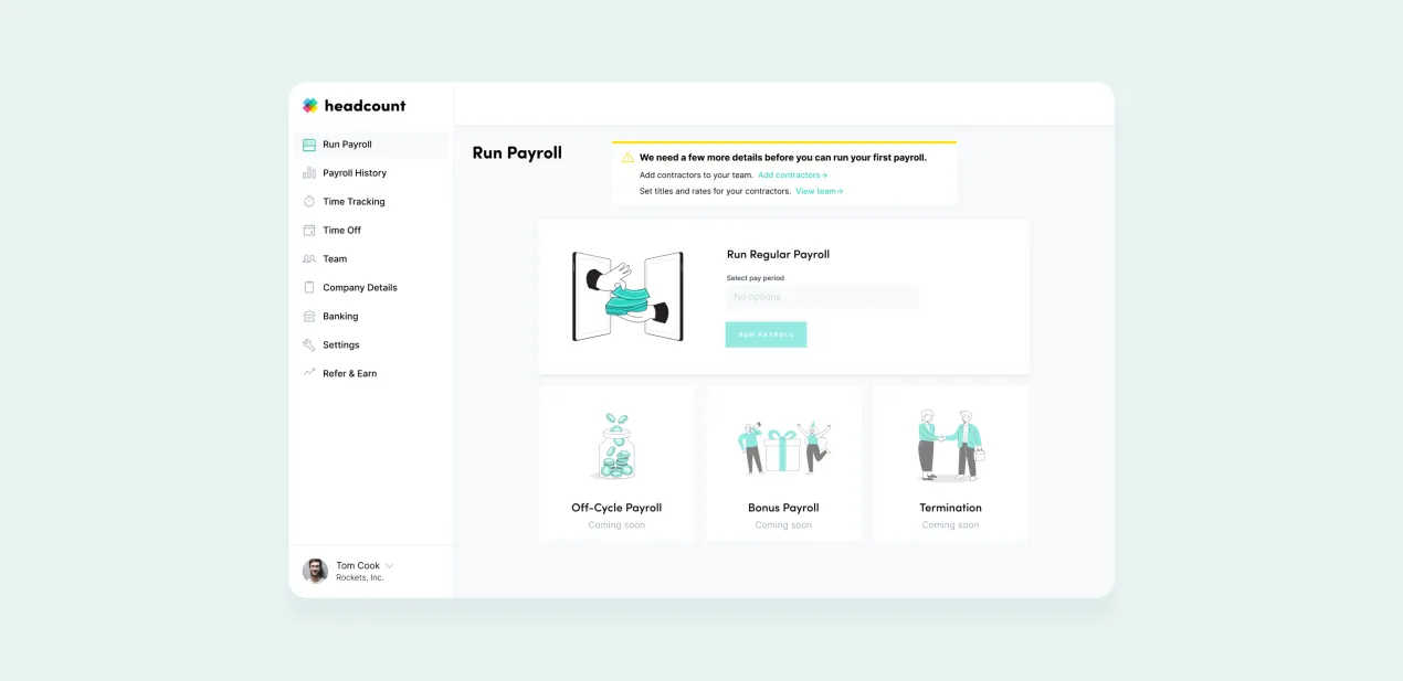 Headcount app screen