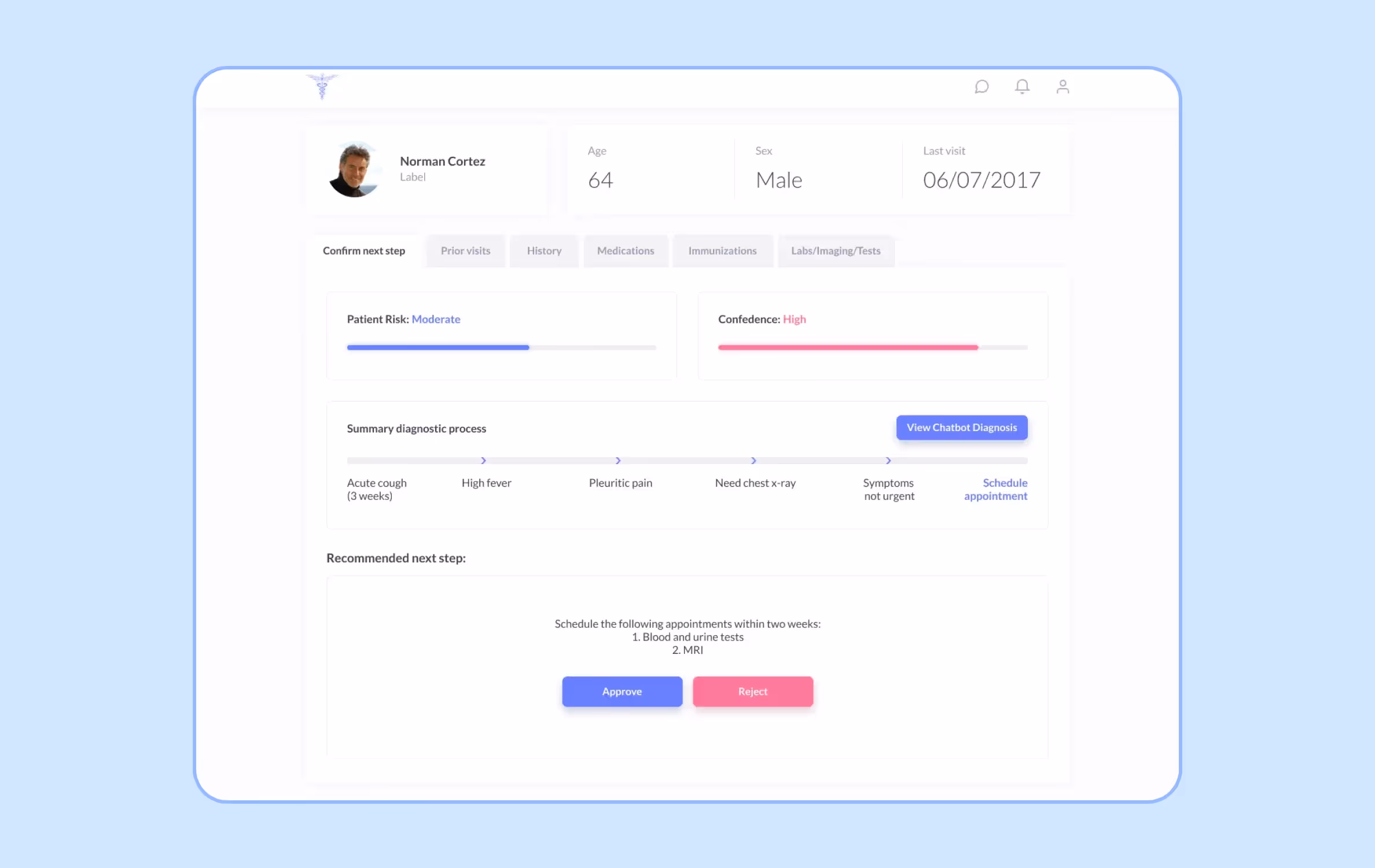 Скрин кликабельного прототипа медицинского приложения Clearstep