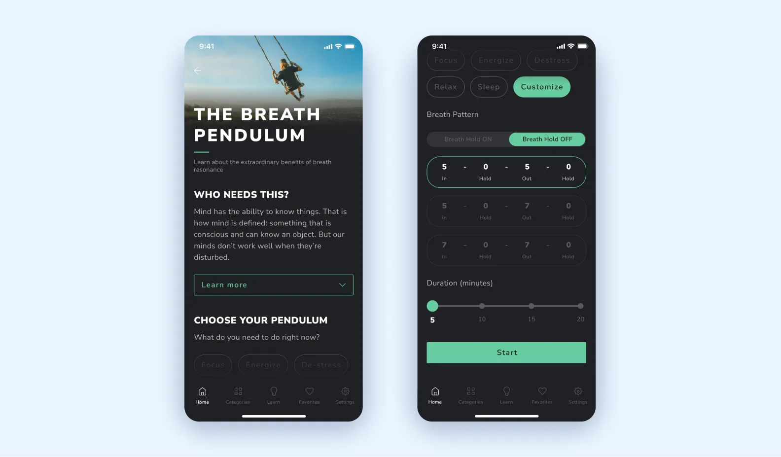 Pendulum mode in Breath Method