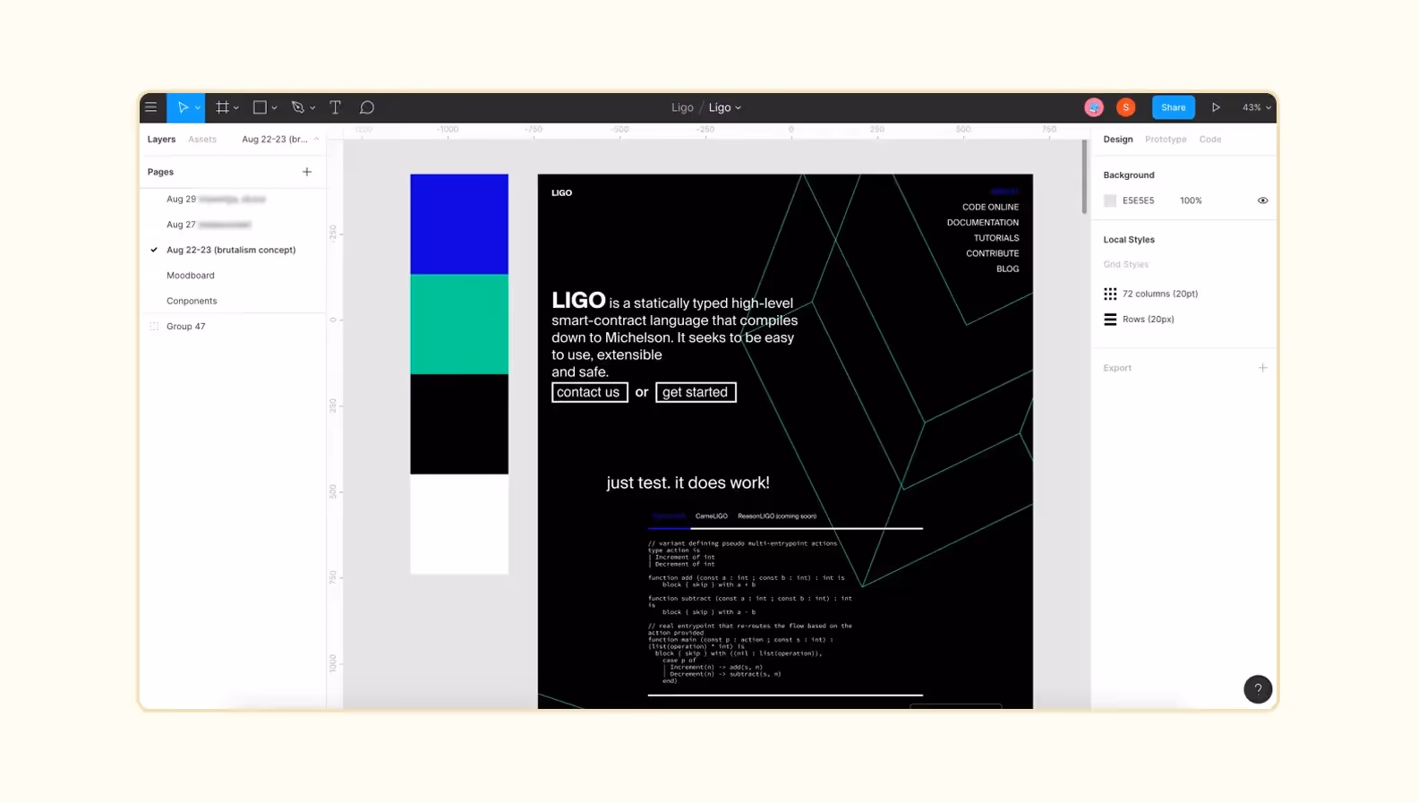 Trial contact: Initially, the client was all about web-brutalism