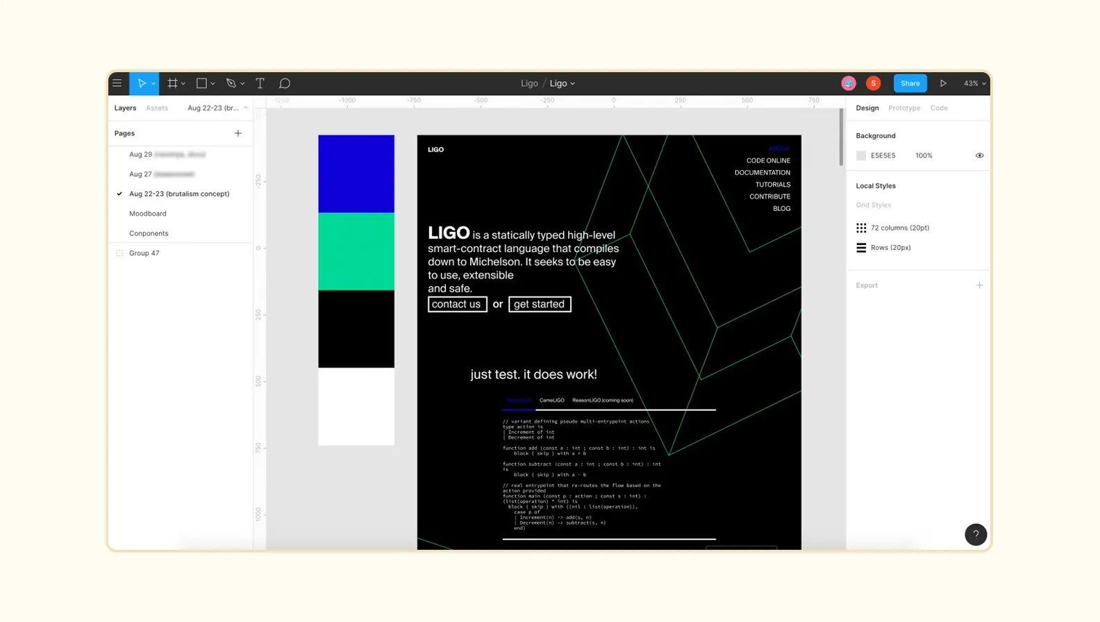 Trial contact: Initially, the client was all about web-brutalism