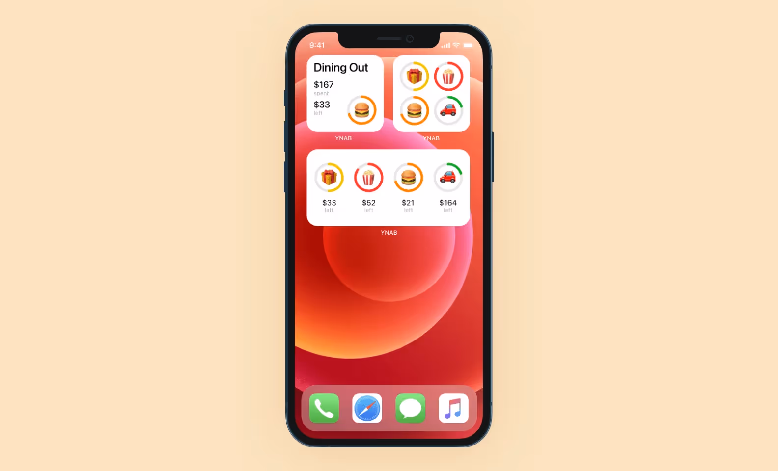 widgets on a main phone screen