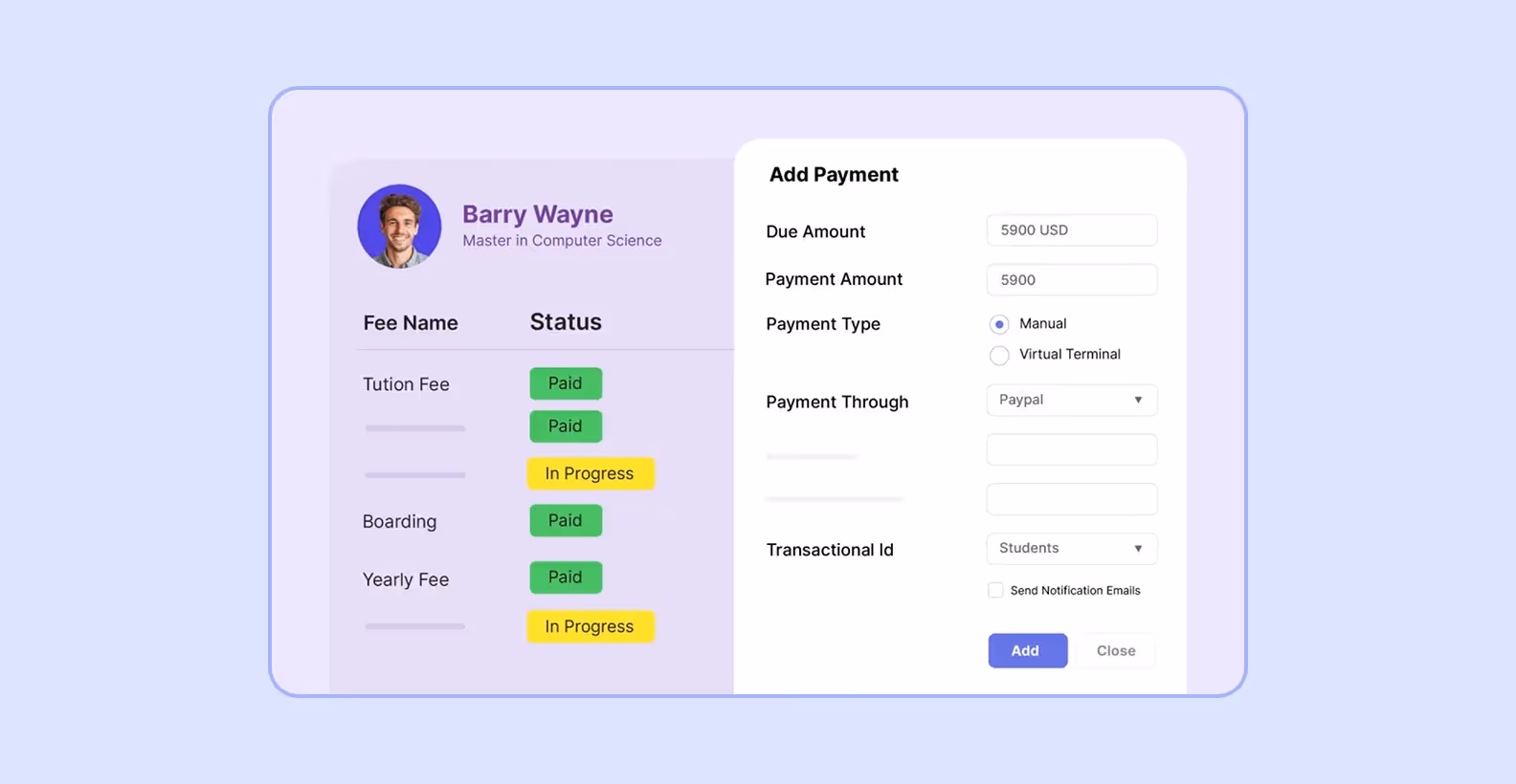  Screenshot of Jenzabar ERP showing the payment module 