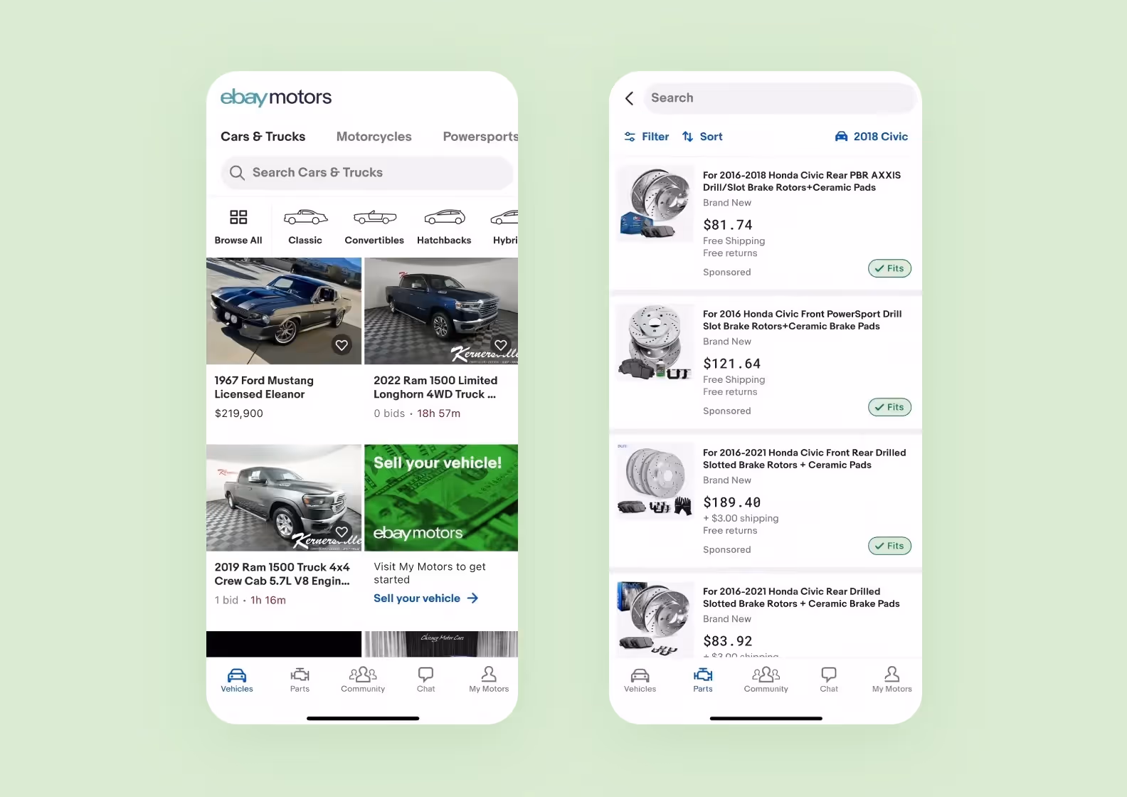 eBay Motors app made with Flutter