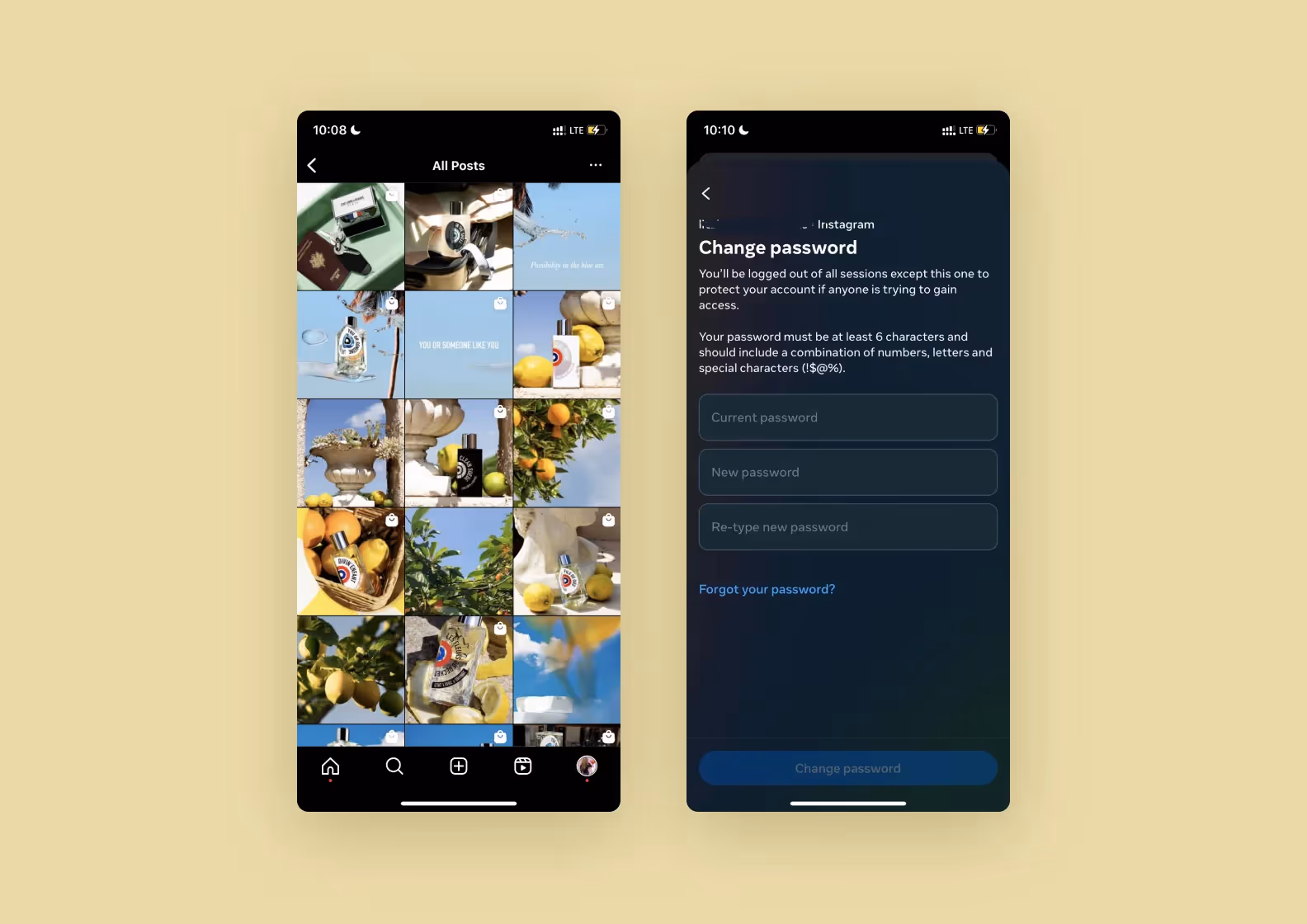 Instagram app made with React Native