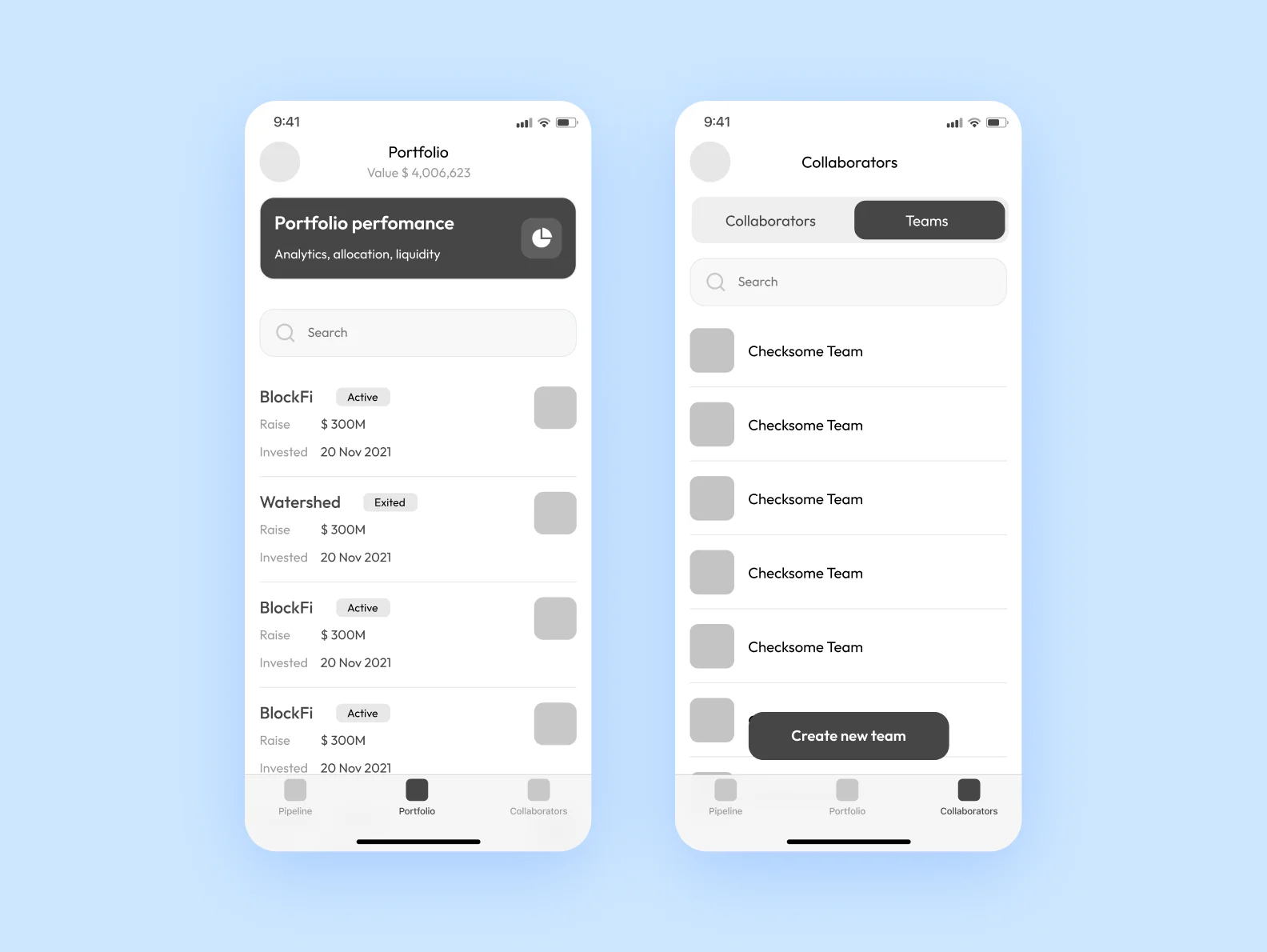 The example of wireframes
