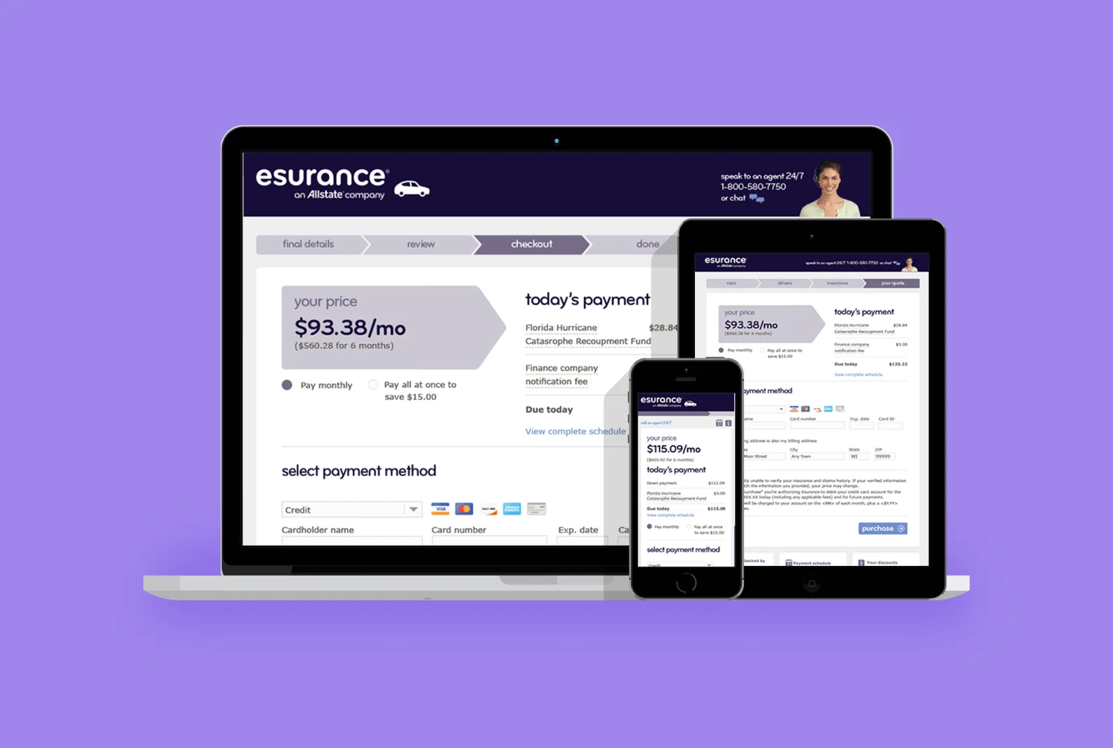 Esurance app screens