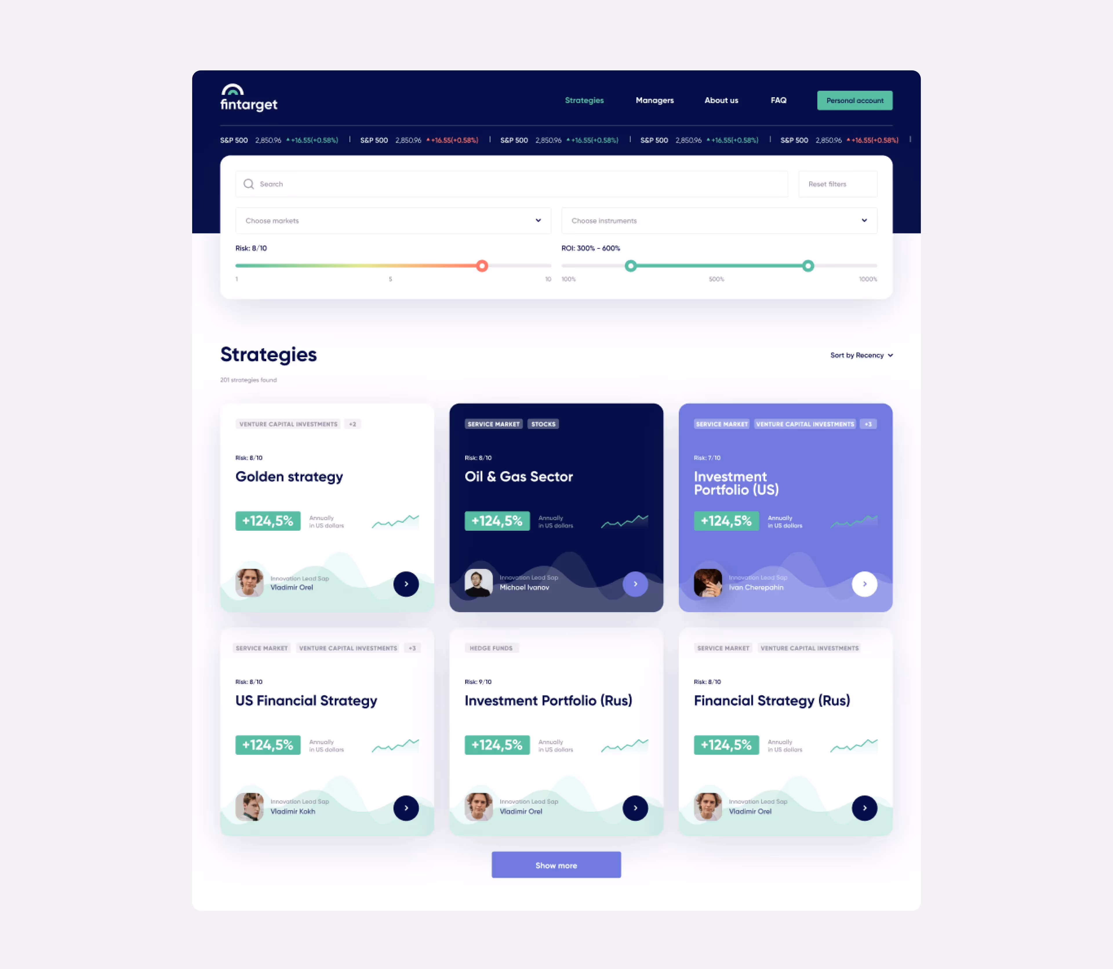 Virtual advise on strategies in an investment app