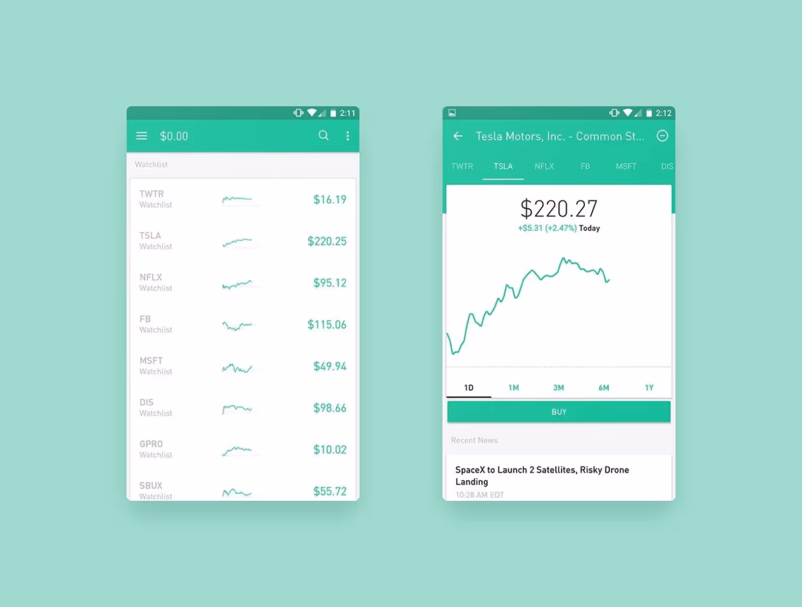 screens of Robinhood app