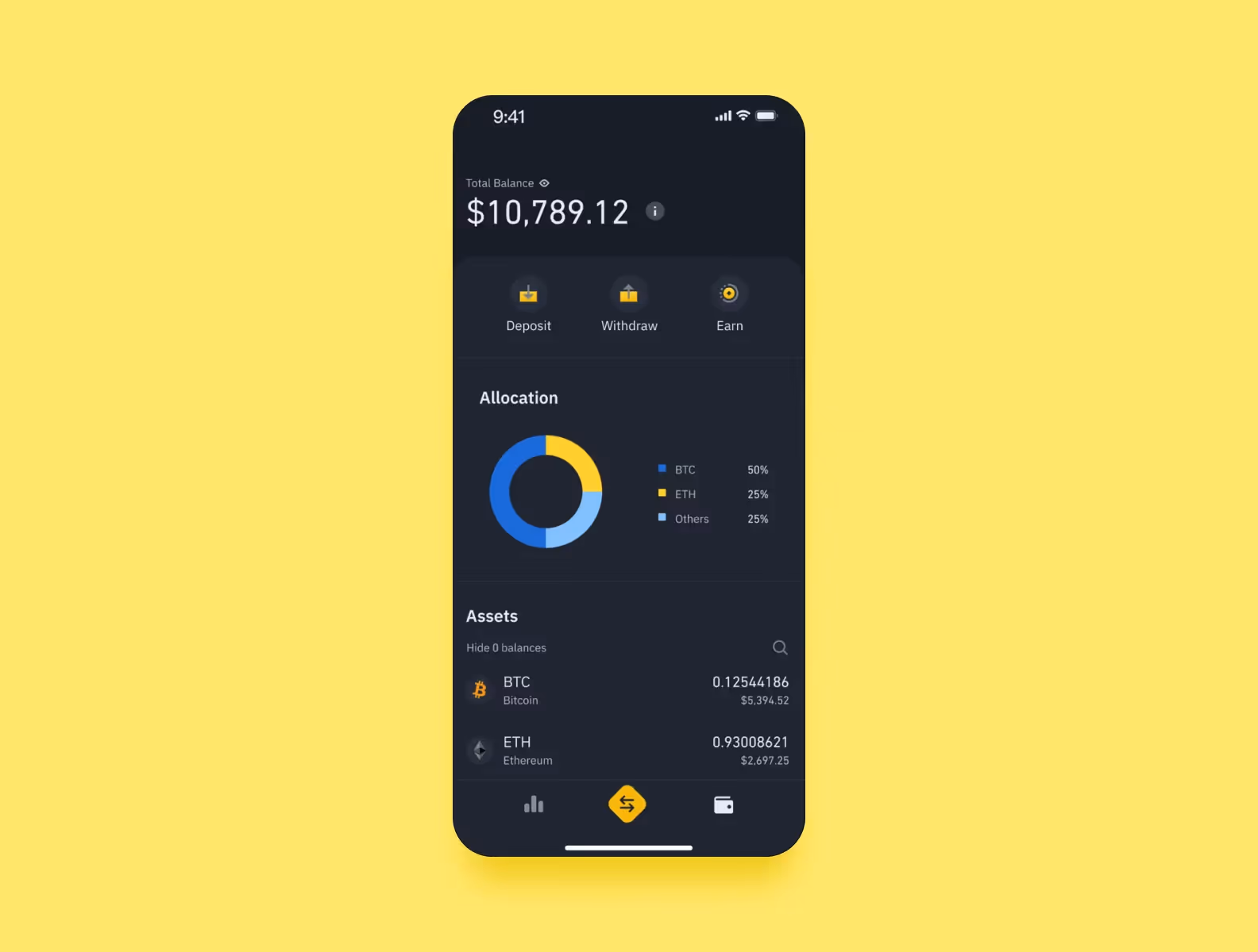 screen of Binance app