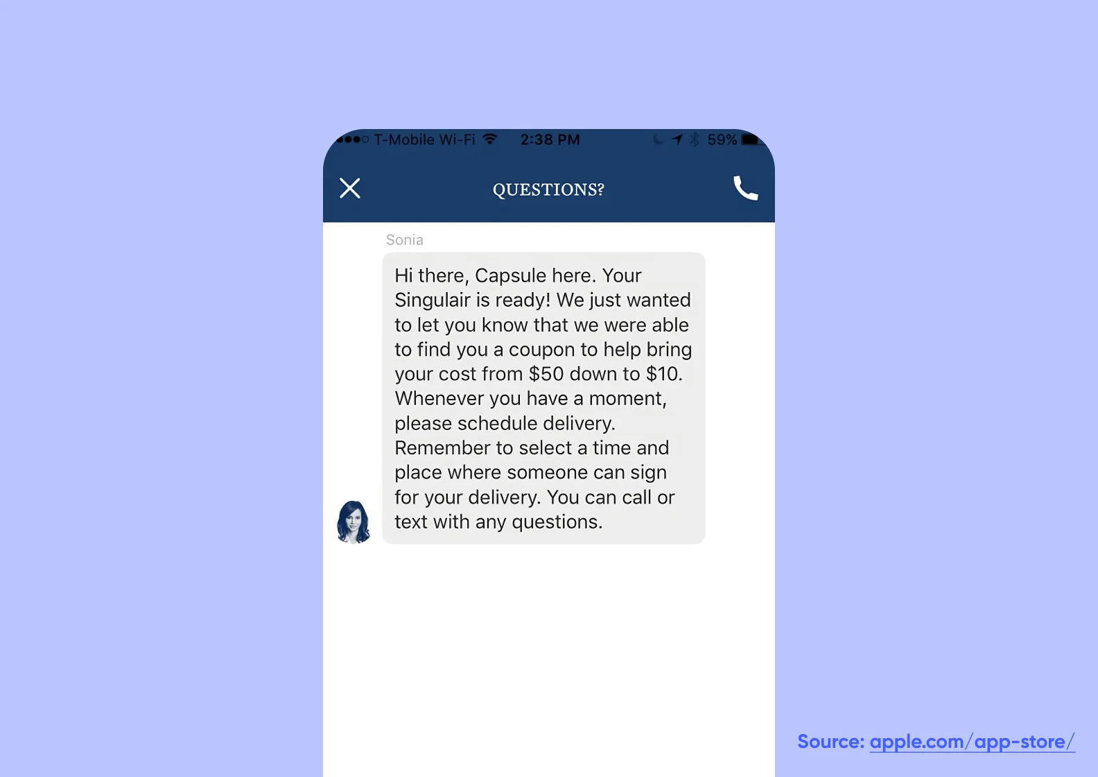 Communication with a pharmacist in the Capsule pharmacy app
