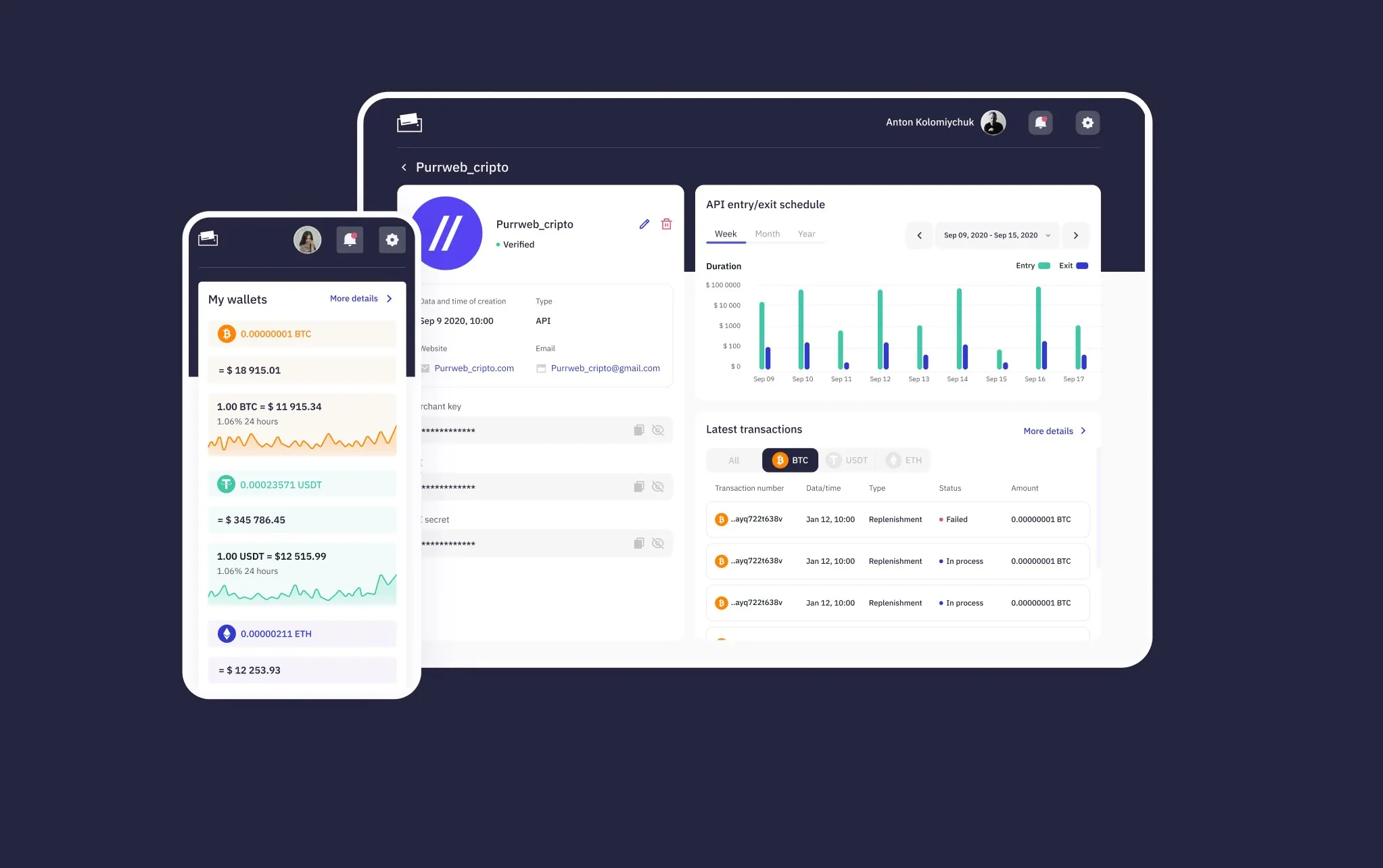 e-wallet app, developed by Purrweb