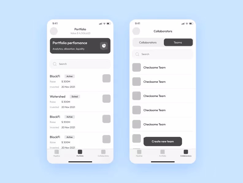 The example of wireframes