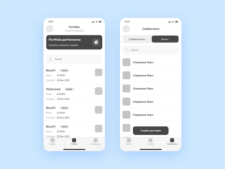 The example of wireframes