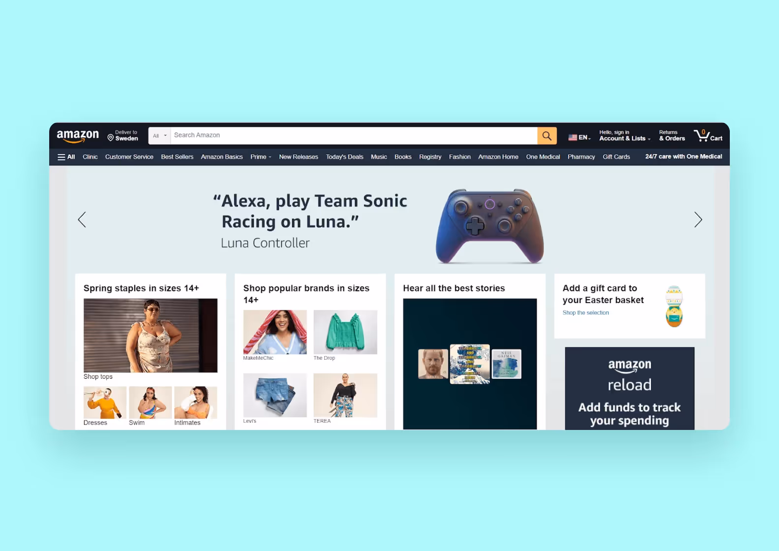 Amazon app main page