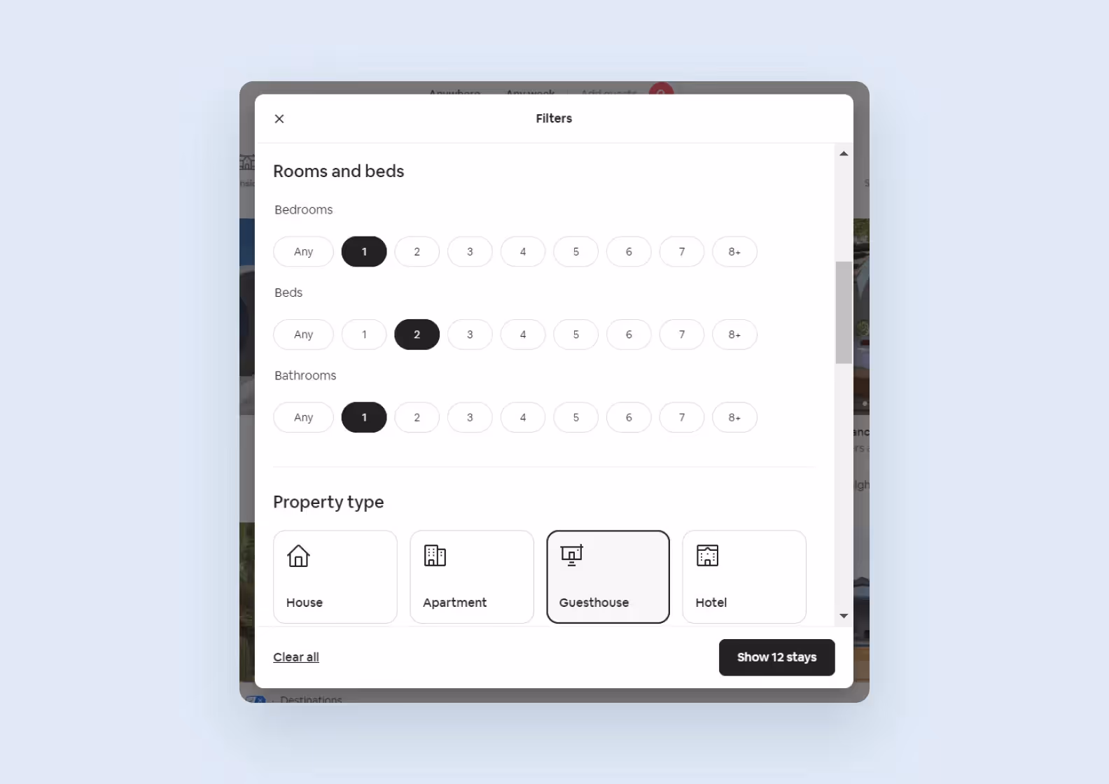 Airbnb filters