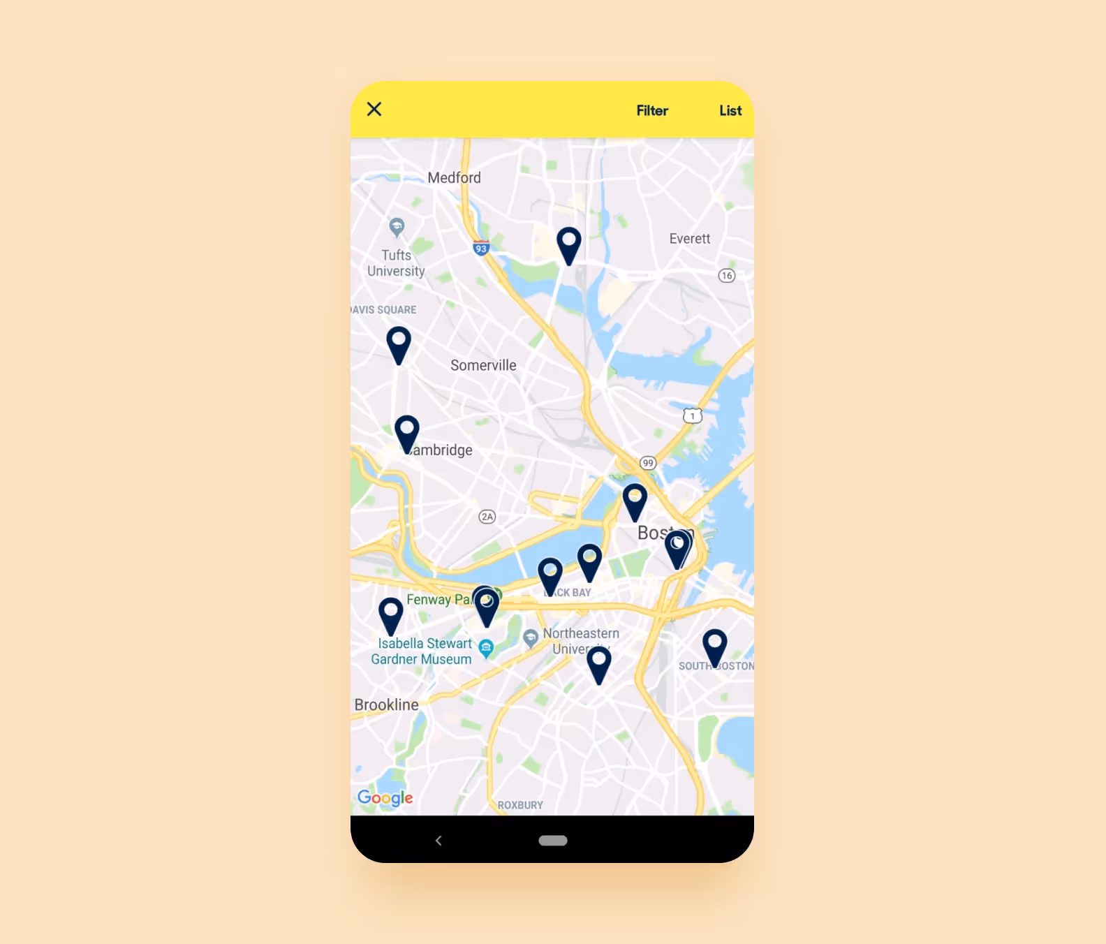 a screenshot of a map in Zocdoc