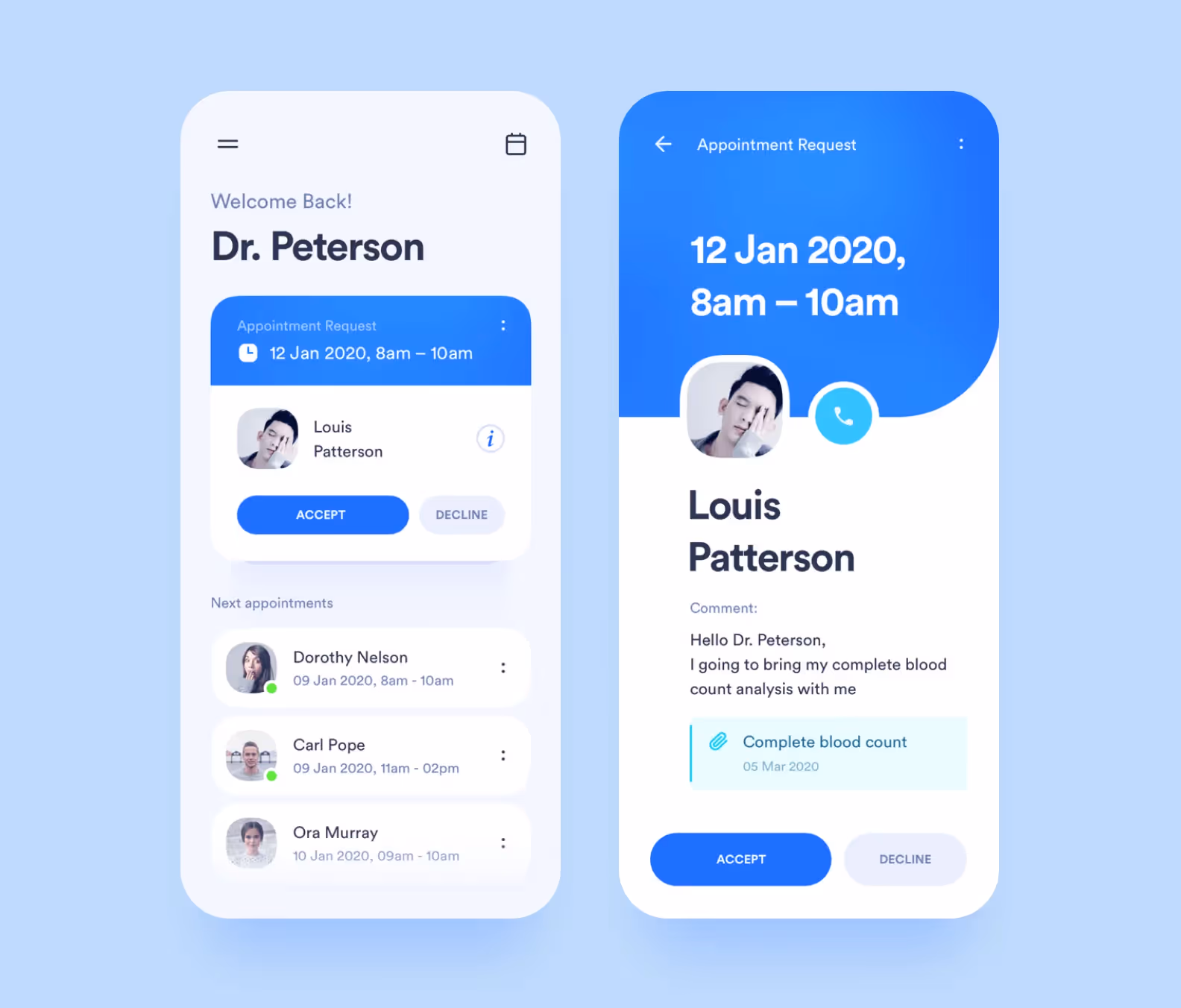 an interface of a medicine app for doctors