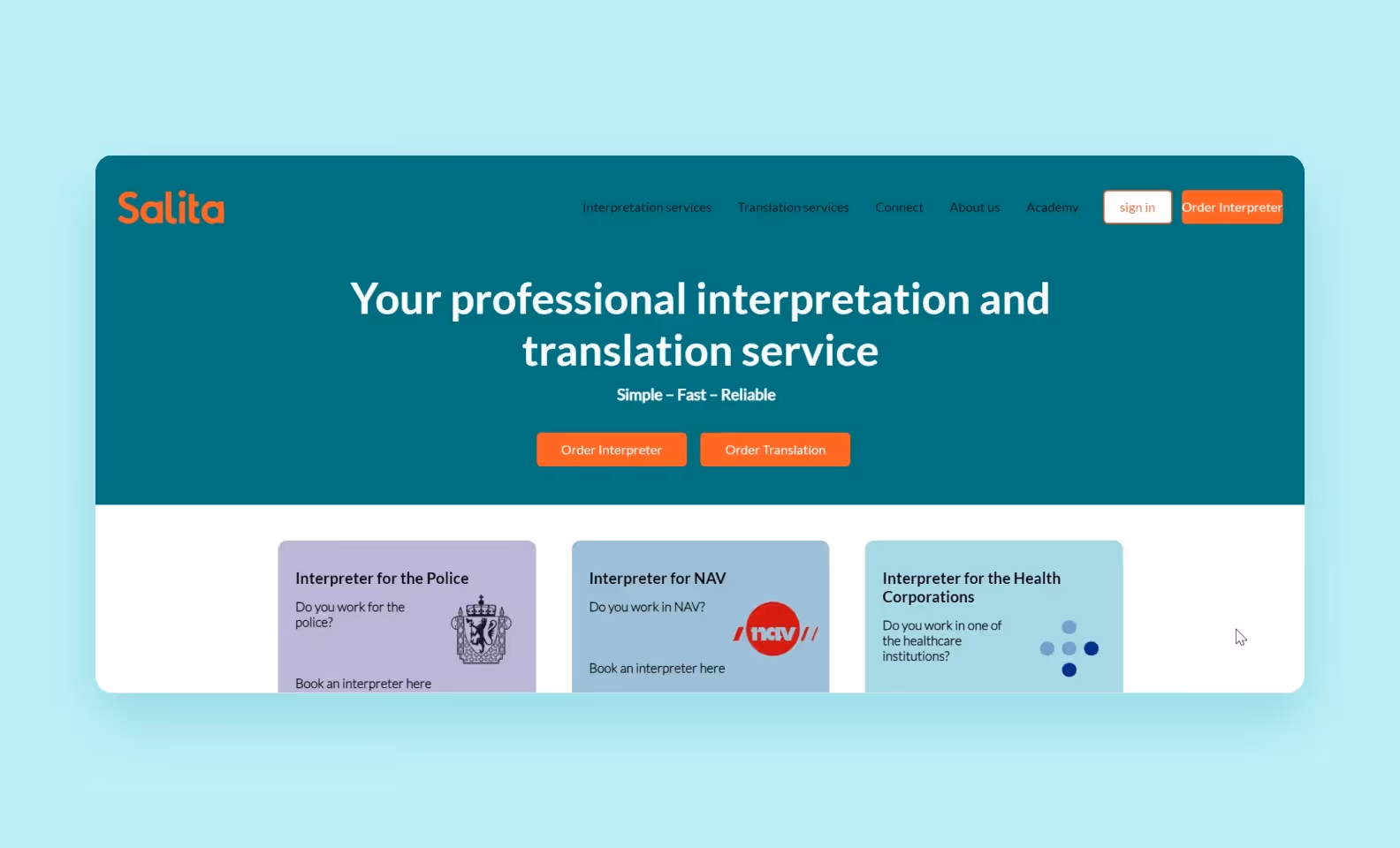 Salita homepage screenshot