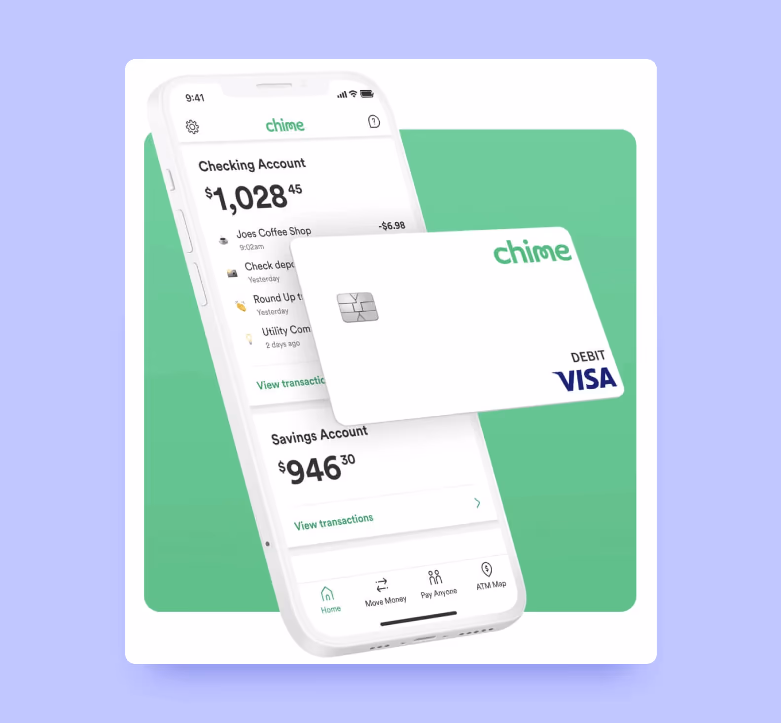 Chime neobank application and card