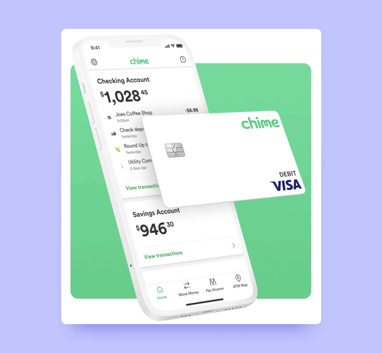 Chime neobank application and card