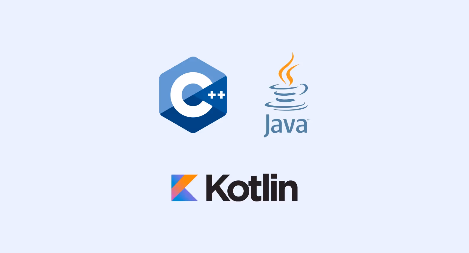 Логотипы Java, Kotlin и С++