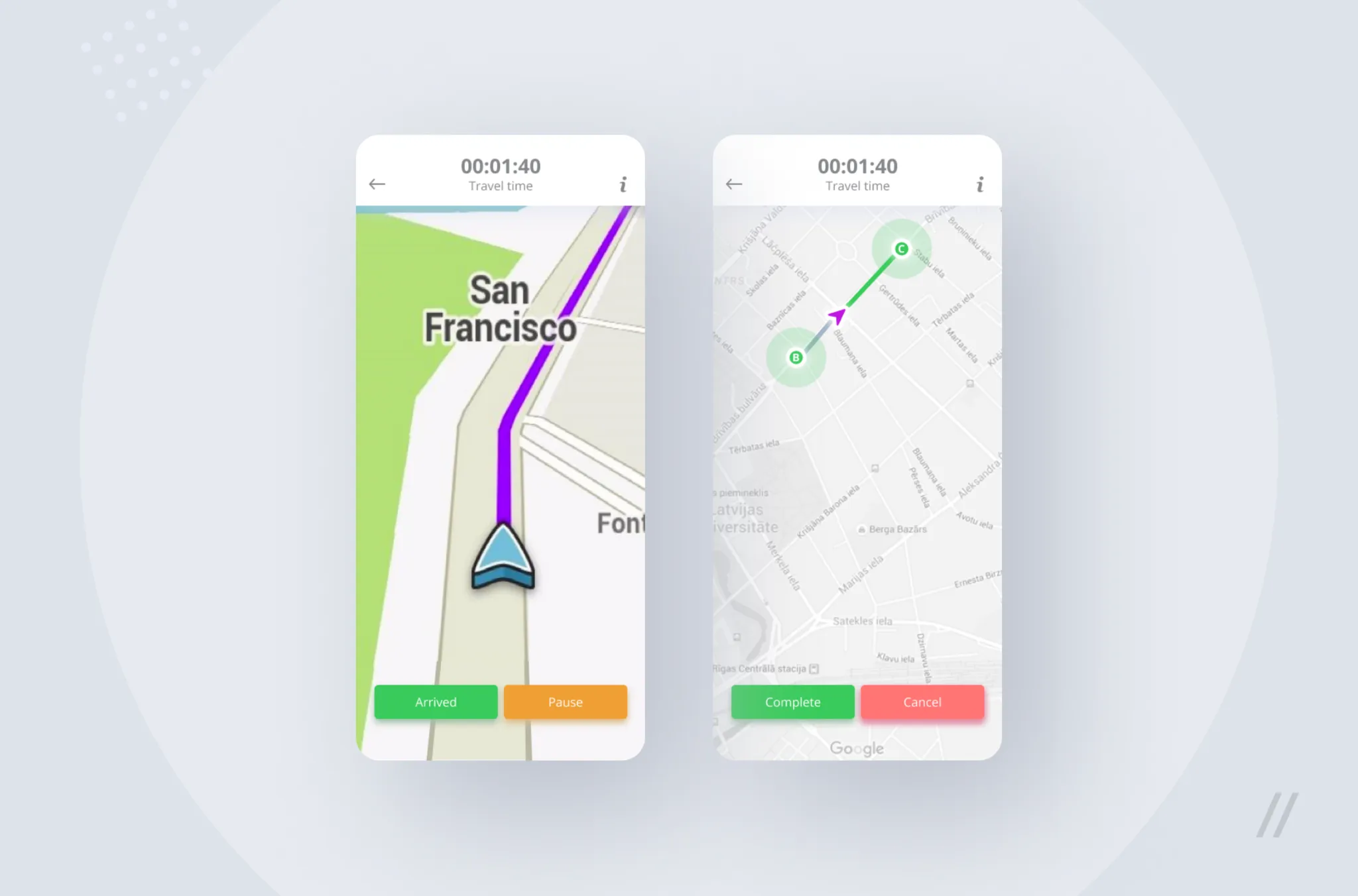 Cargo’s navigation screen