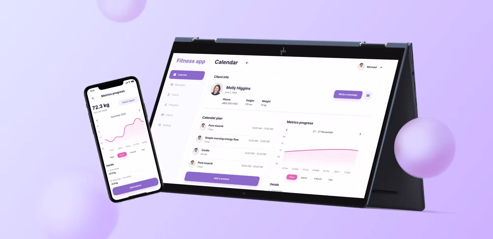 Screenshot of FitnessApp interface