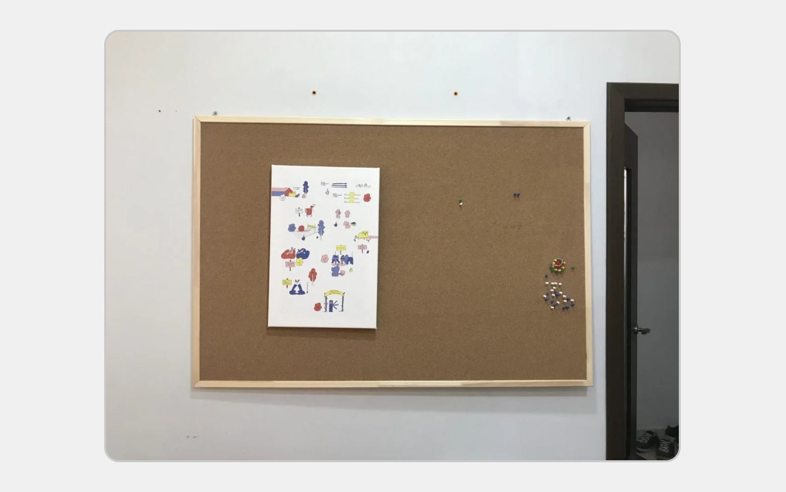 The (almost) blank corkboard in our office