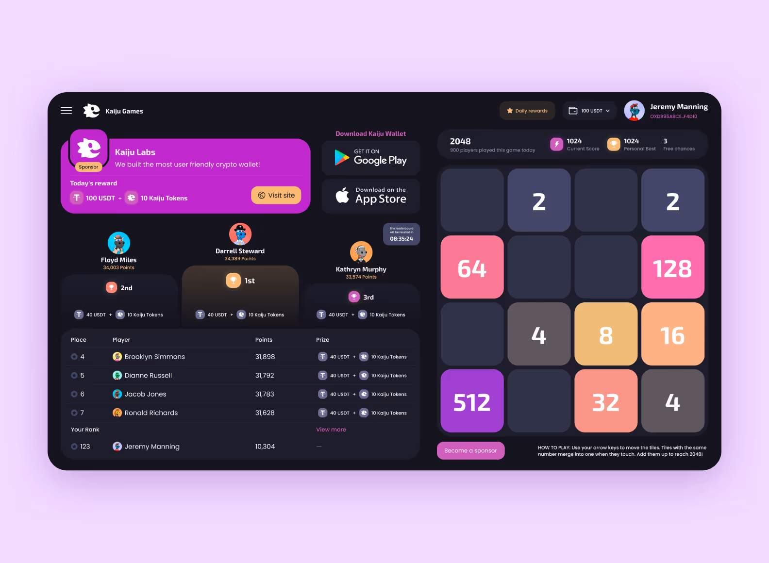 The 2048 blockchain game