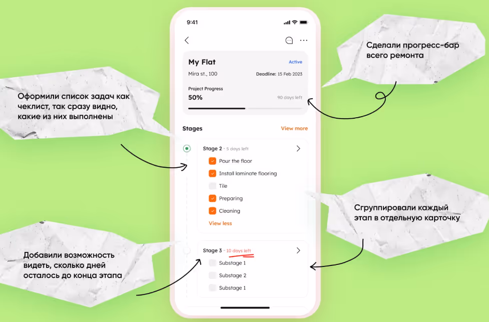 Settler блок с этапами