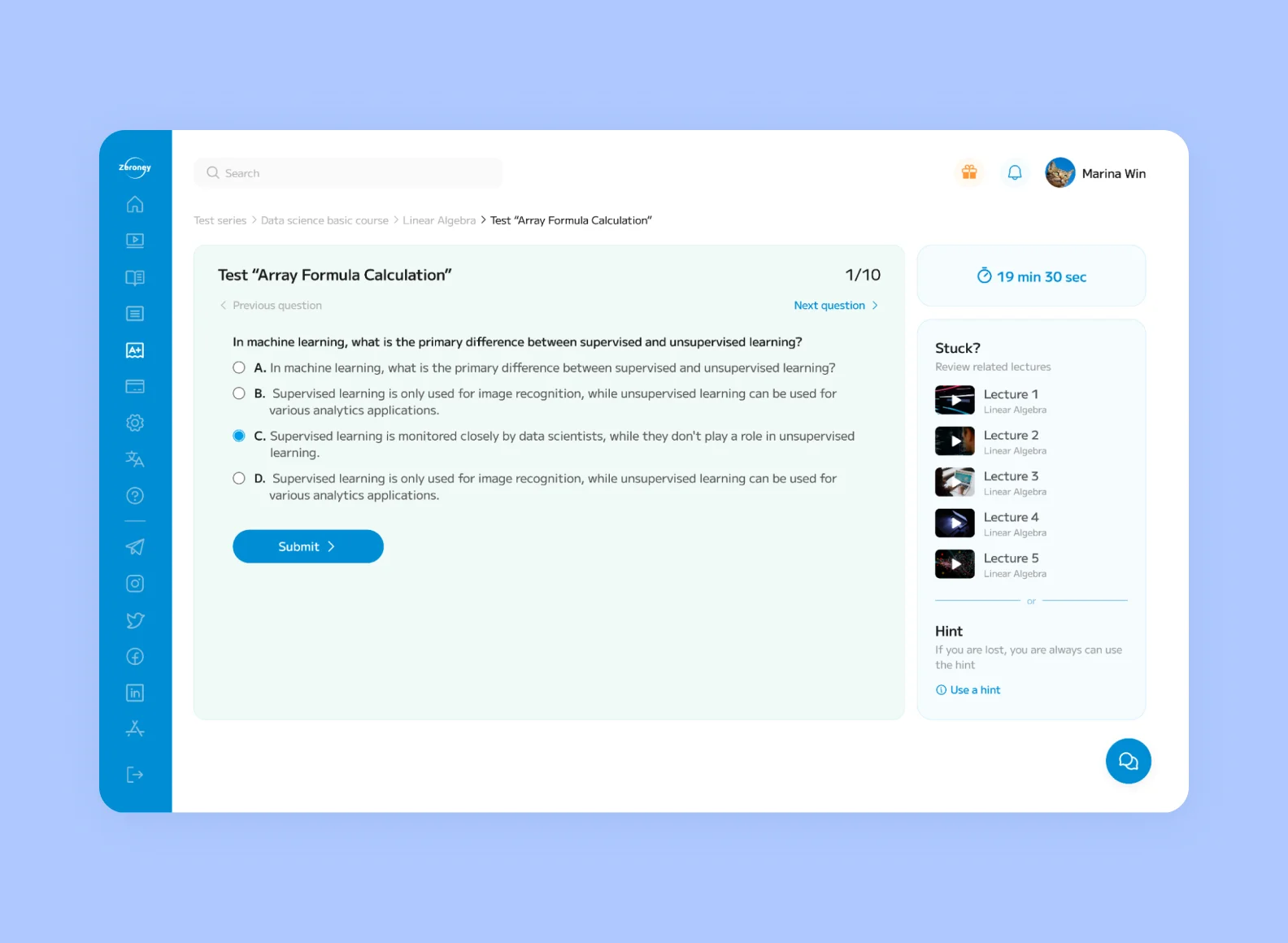 The online learning platform design with the Roboto font