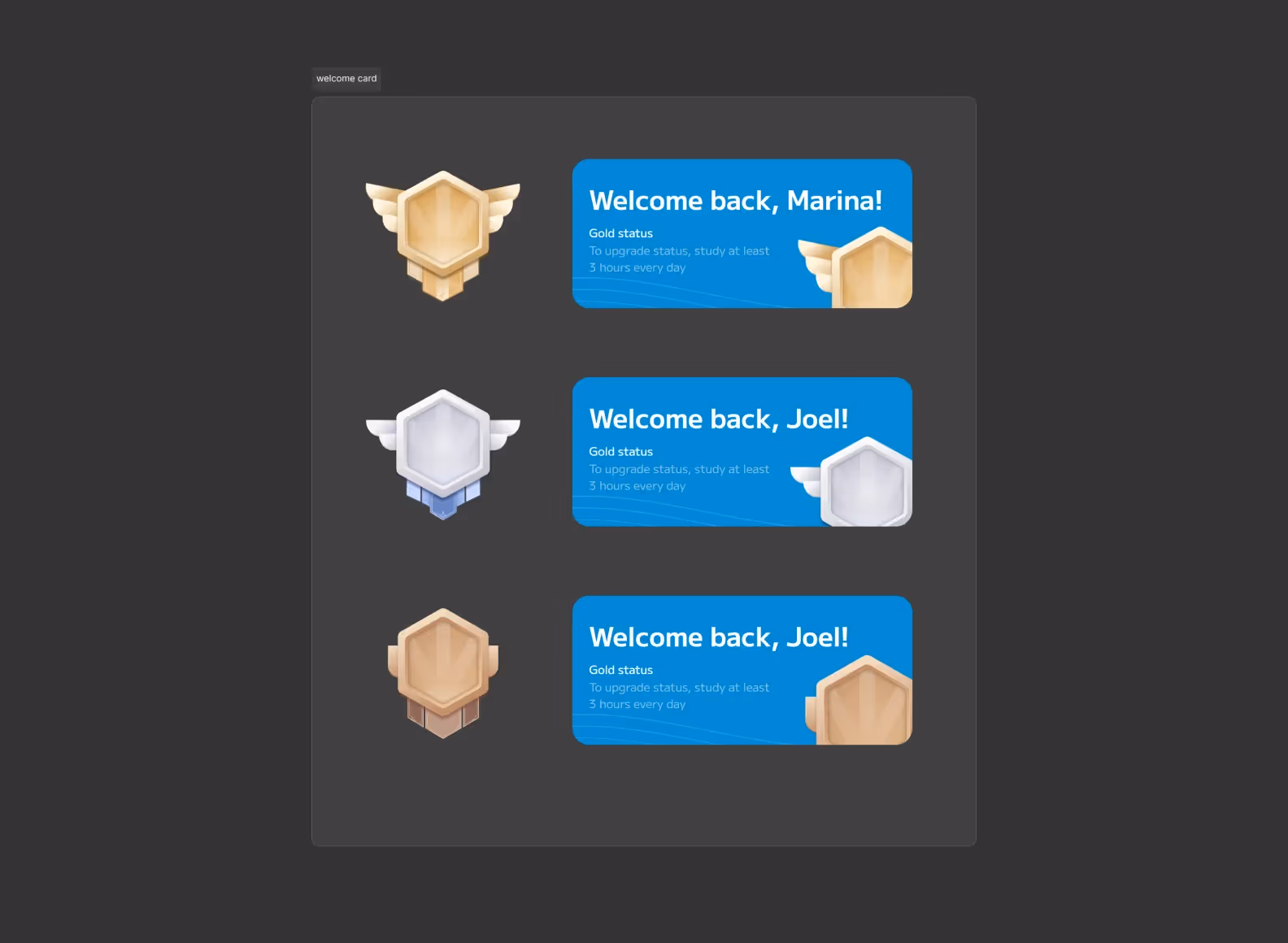 The design of achievement badges on Zeroney