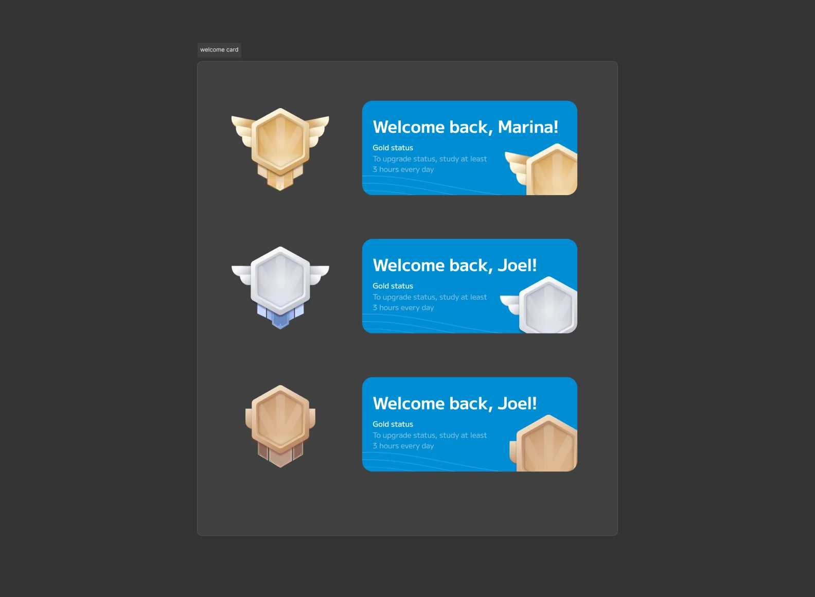 The design of achievement badges on Zeroney