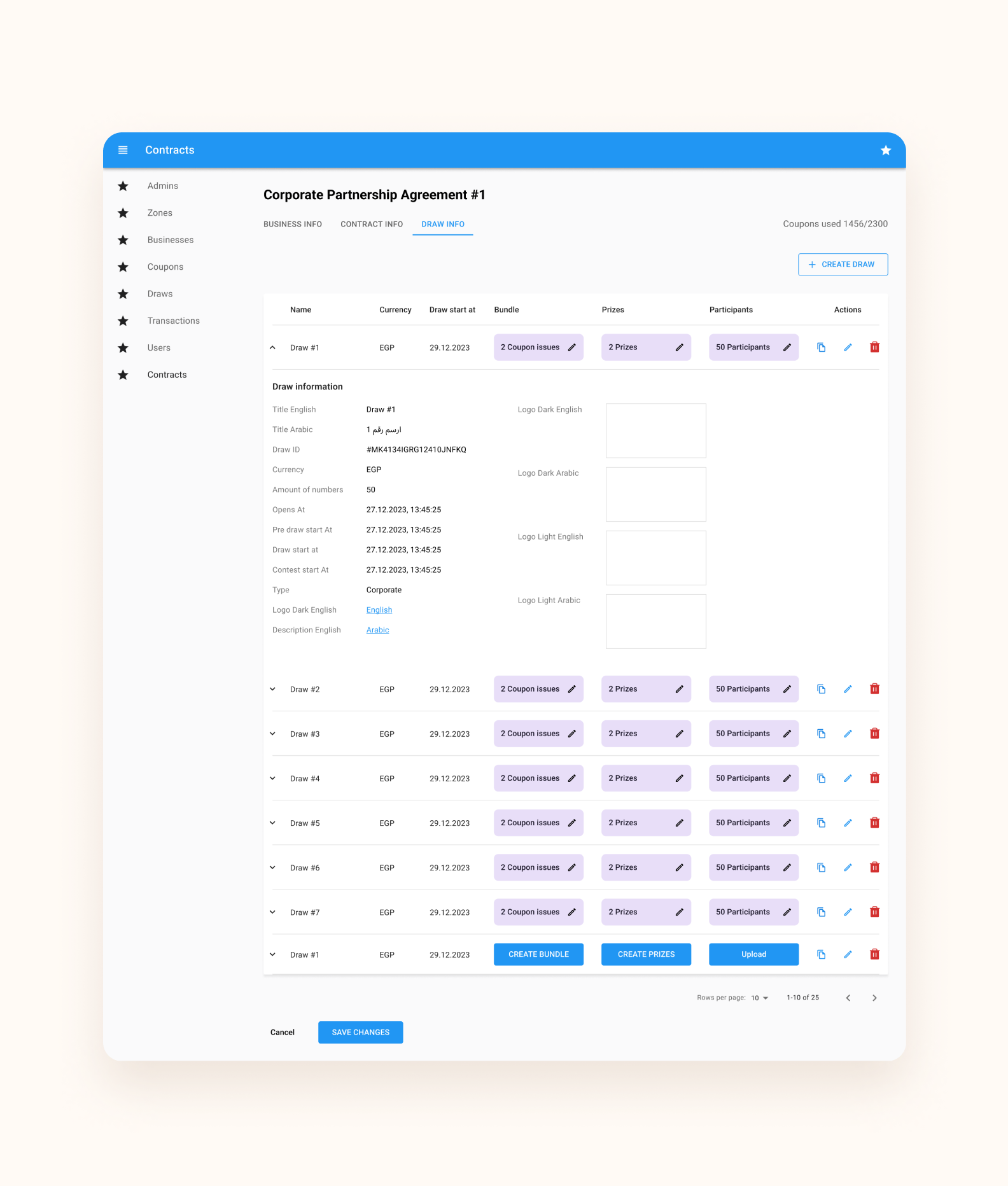 Editing contracts in the admin panel