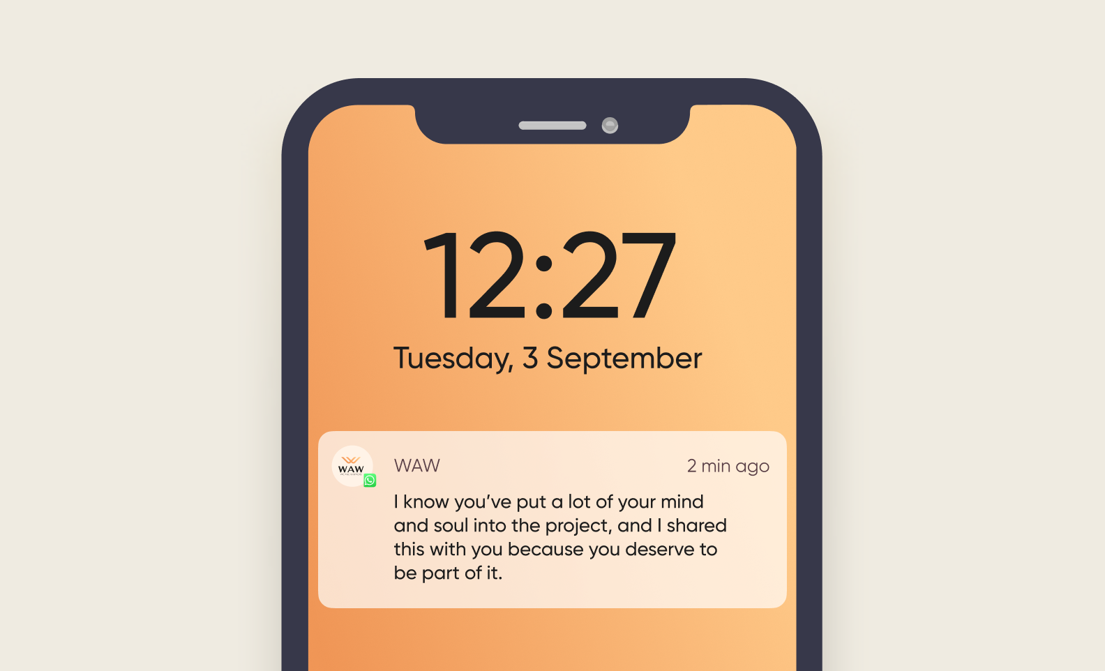 A screenshot of the client’s message